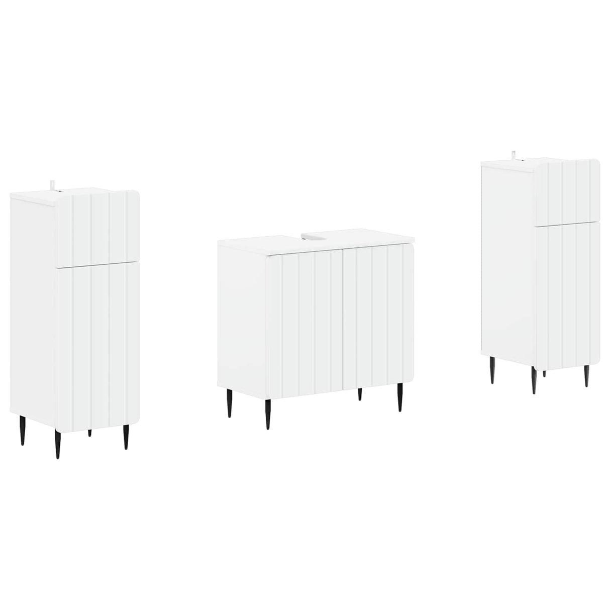 3 Piece Bathroom Cabinet Set ZWOLLE White Engineered Wood