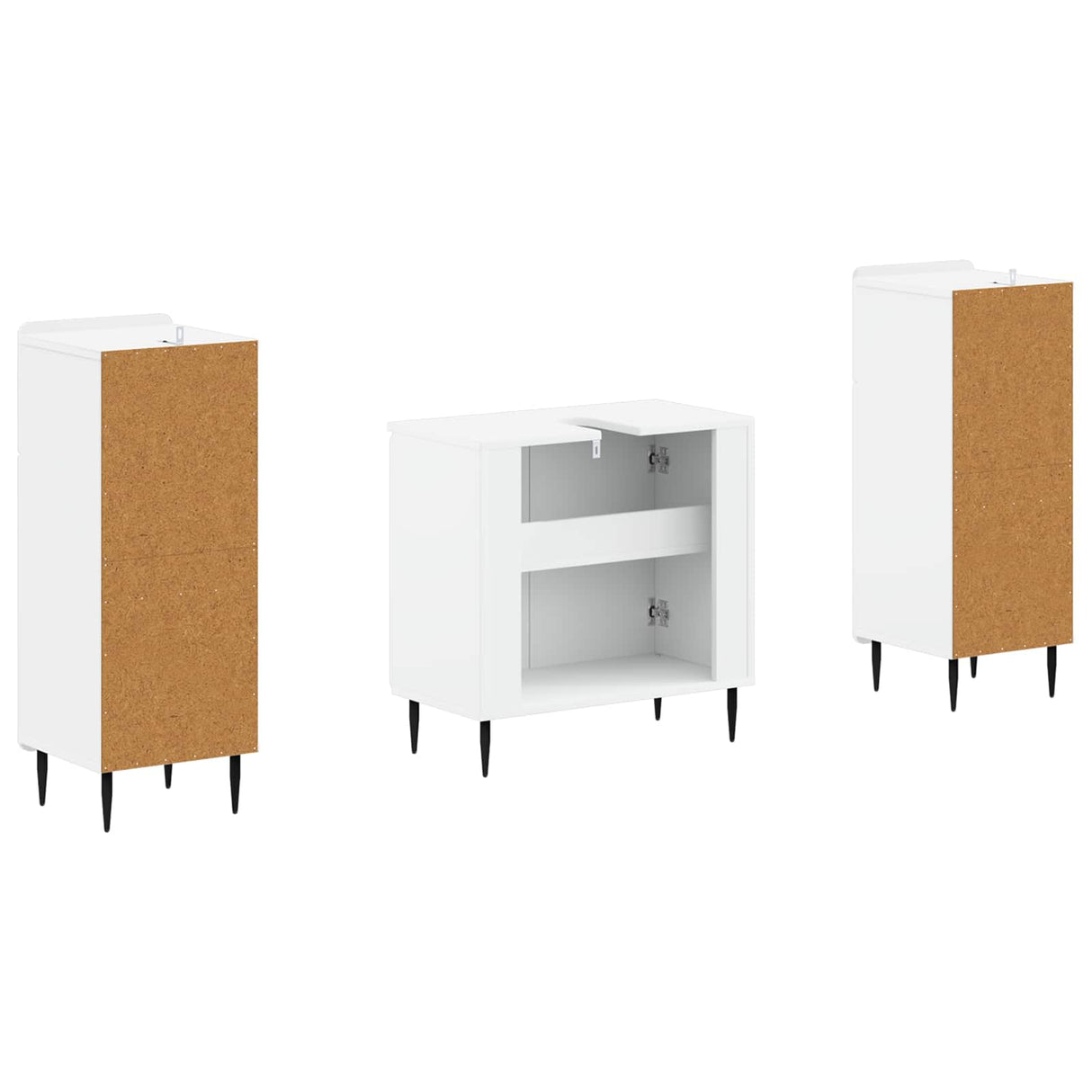 3 Piece Bathroom Cabinet Set ZWOLLE White Engineered Wood