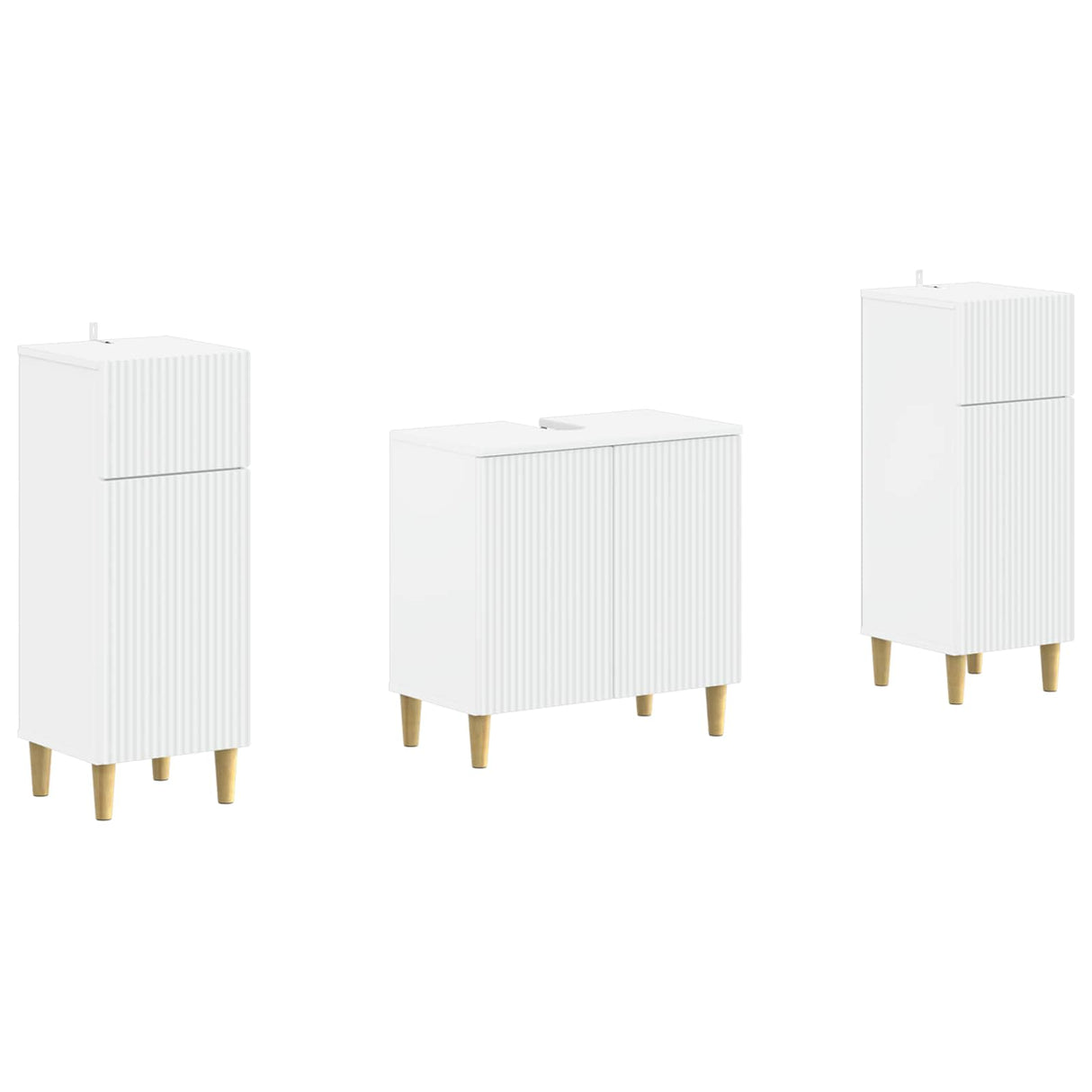 3 Piece Bathroom Cabinet Set ARNHEM White Engineered Wood