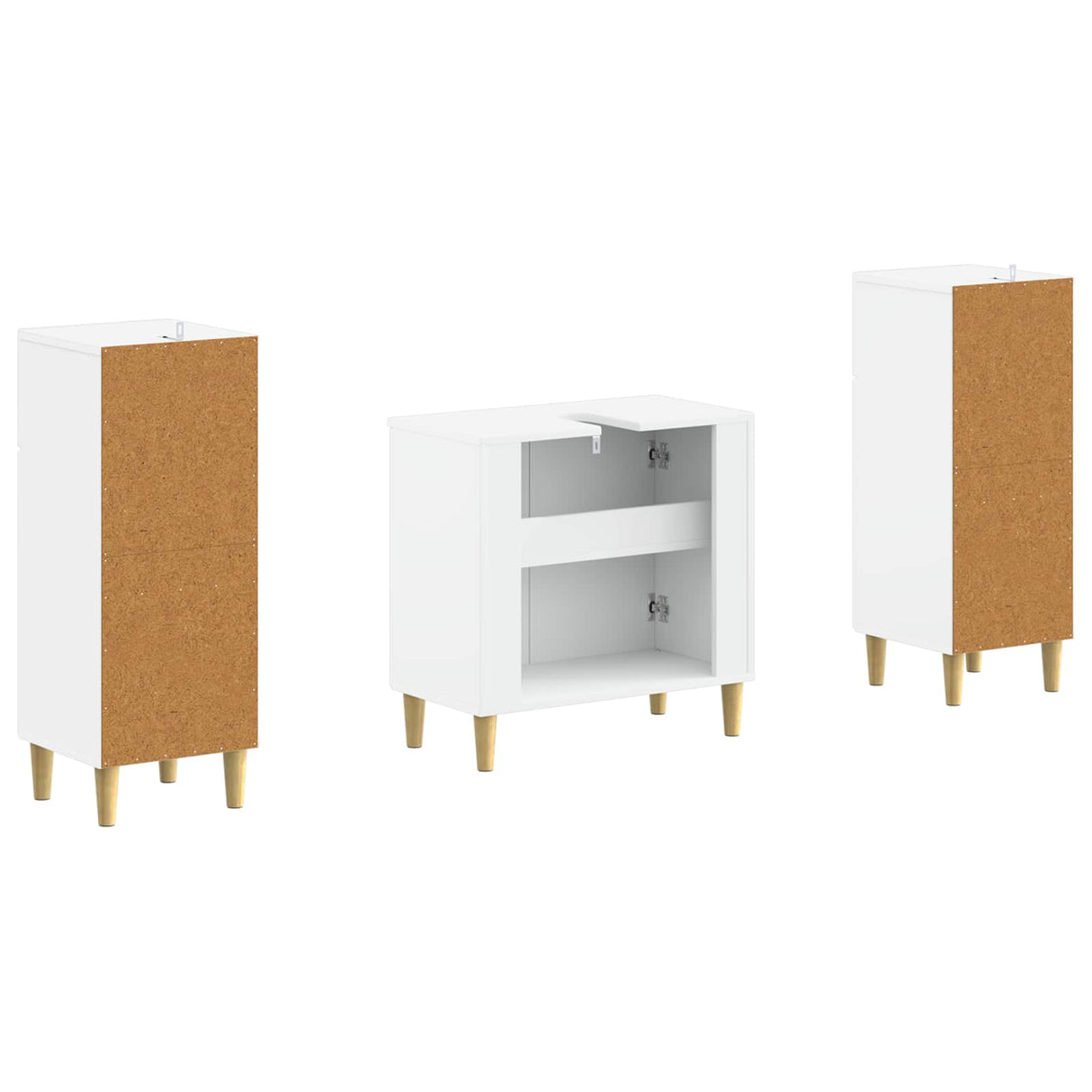 3 Piece Bathroom Cabinet Set ARNHEM White Engineered Wood