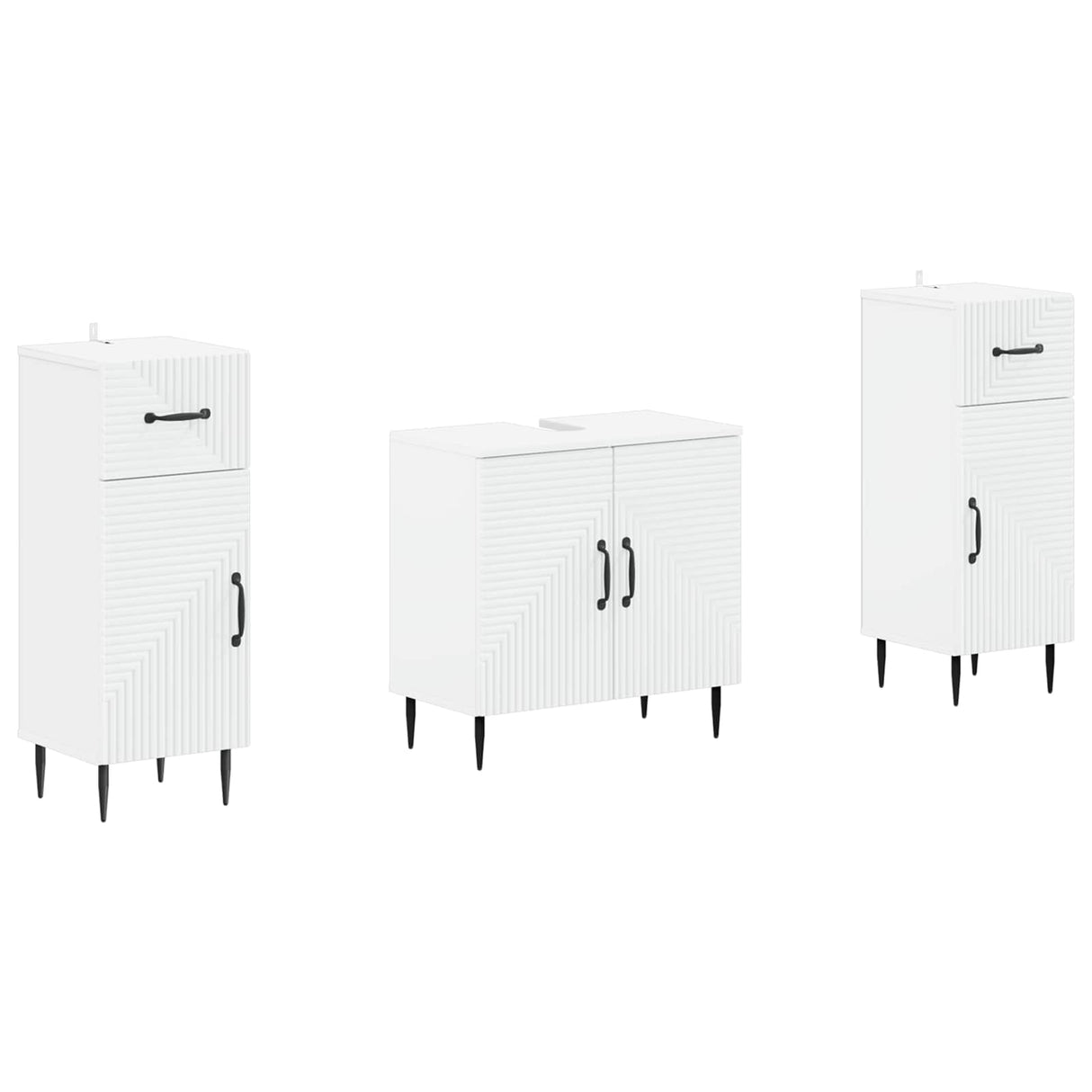 3 Piece Bathroom Cabinet Set HAARLEM White Engineered Wood