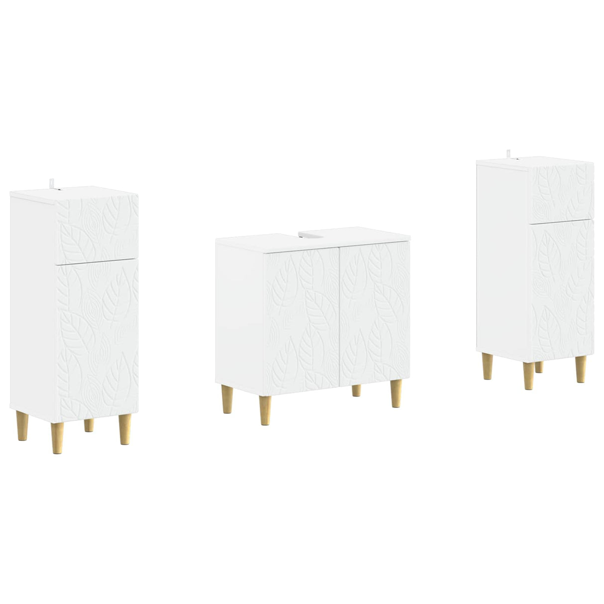 3 Piece Bathroom Cabinet Set DELFT White Engineered Wood