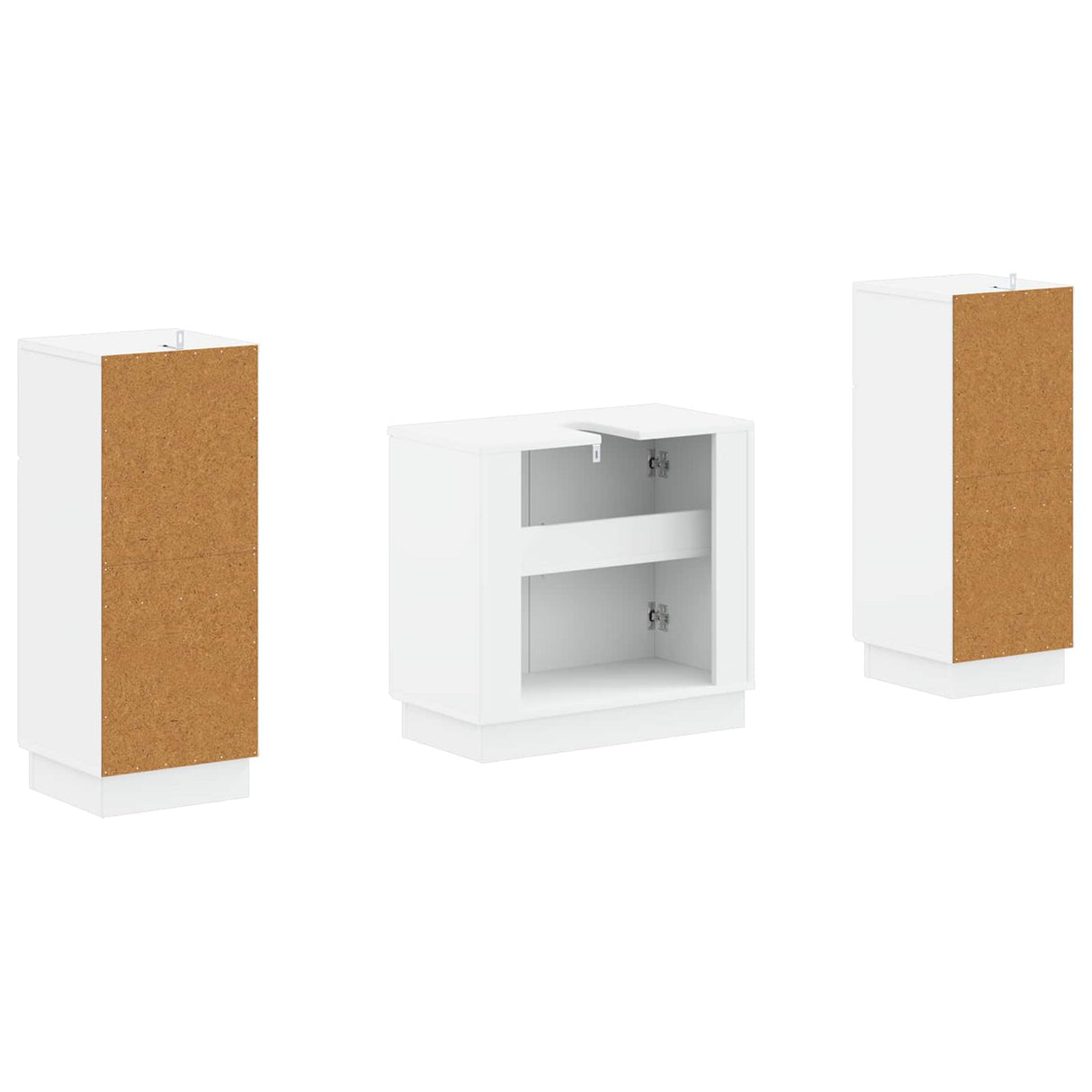 3 Piece Bathroom Cabinet Set HOORN White Engineered Wood