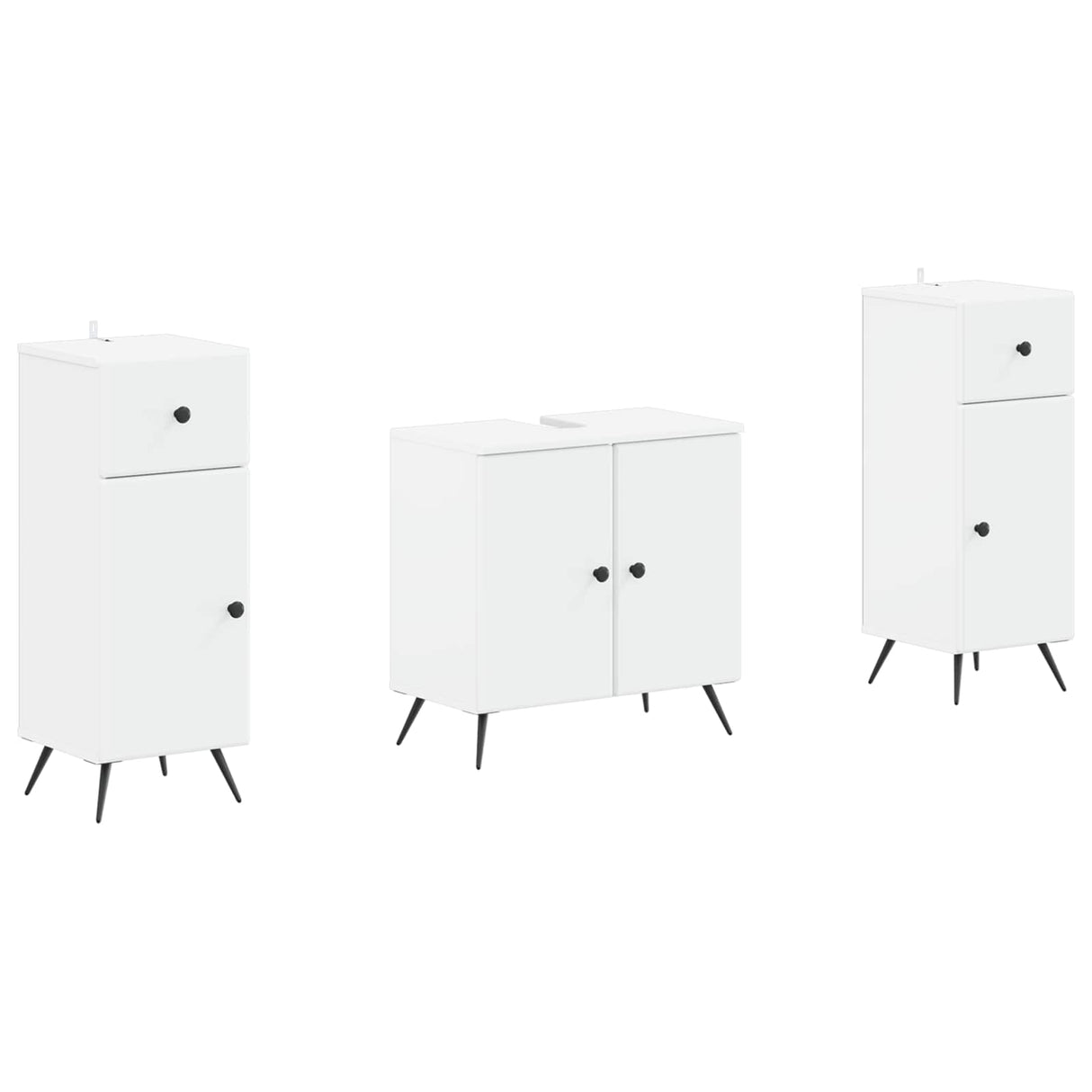 3 Piece Bathroom Cabinet Set BREDA White Engineered Wood
