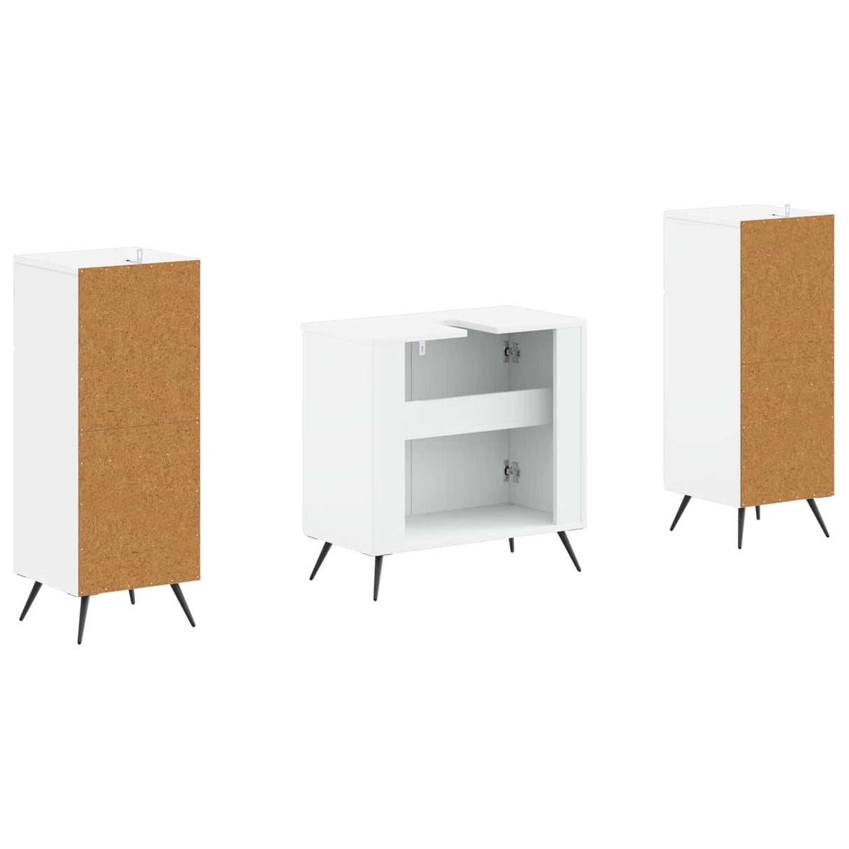 3 Piece Bathroom Cabinet Set BREDA White Engineered Wood