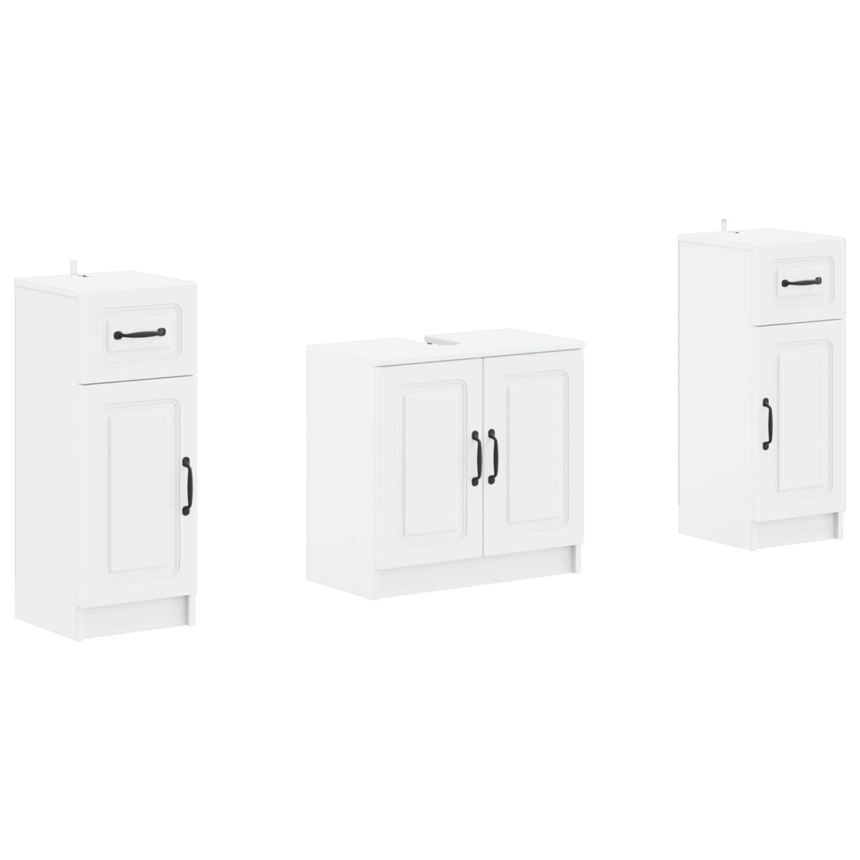 3 Piece Bathroom Cabinet Set UTRECHT White Engineered Wood