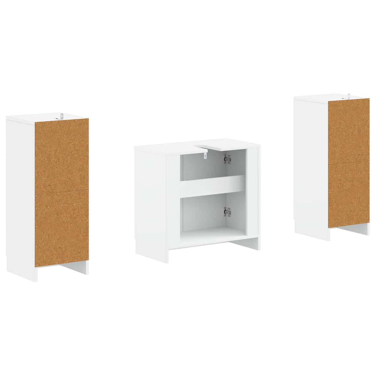 3 Piece Bathroom Cabinet Set UTRECHT White Engineered Wood