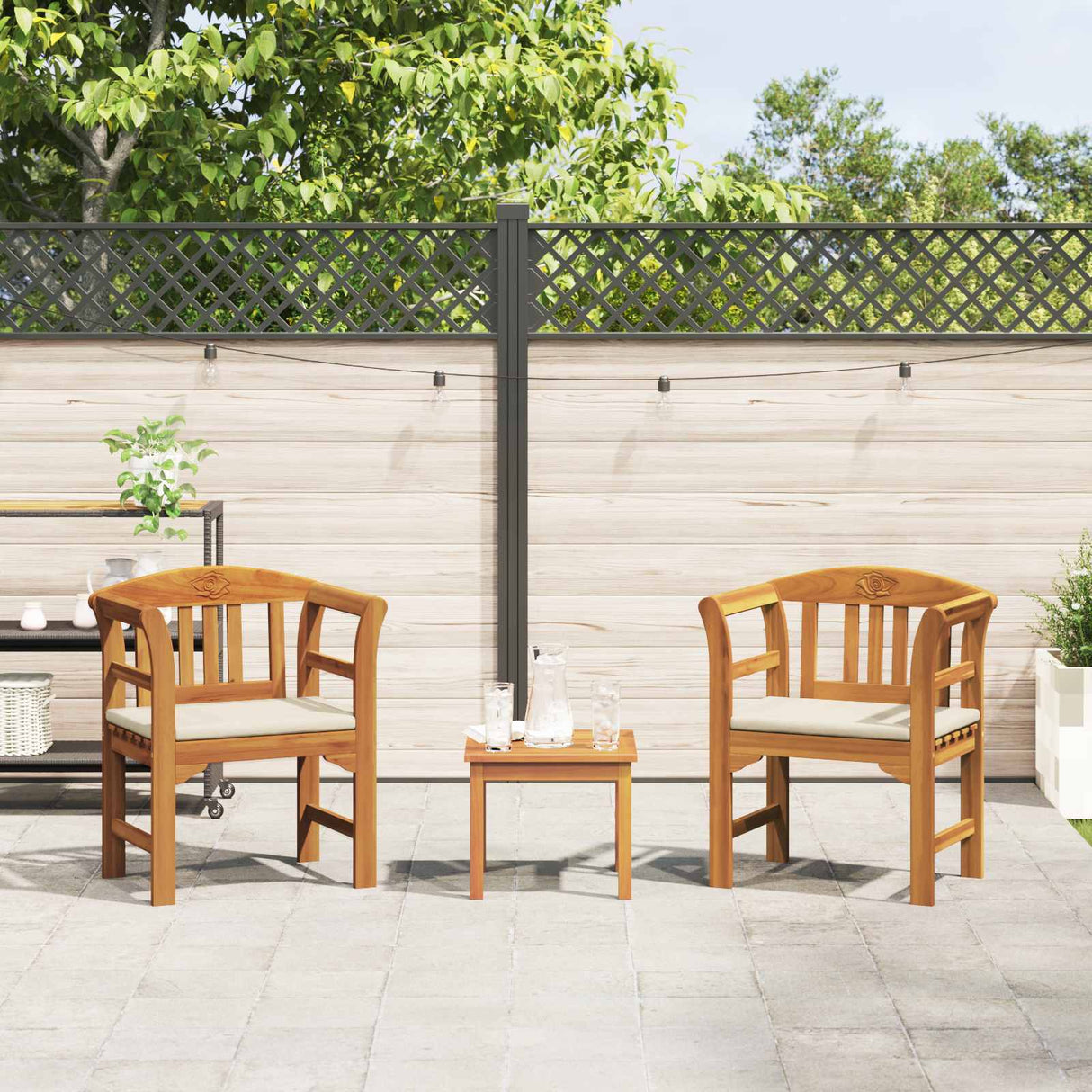 Garden Rose Lounge Set with Cushion 3 pcs Solid Acacia Wood