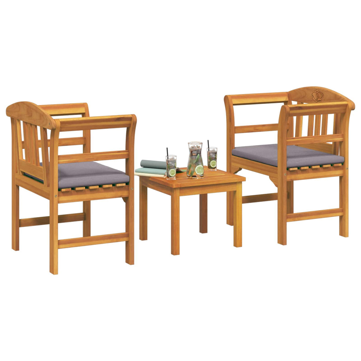 Garden Rose Lounge Set with Cushion 3 pcs Solid Acacia Wood