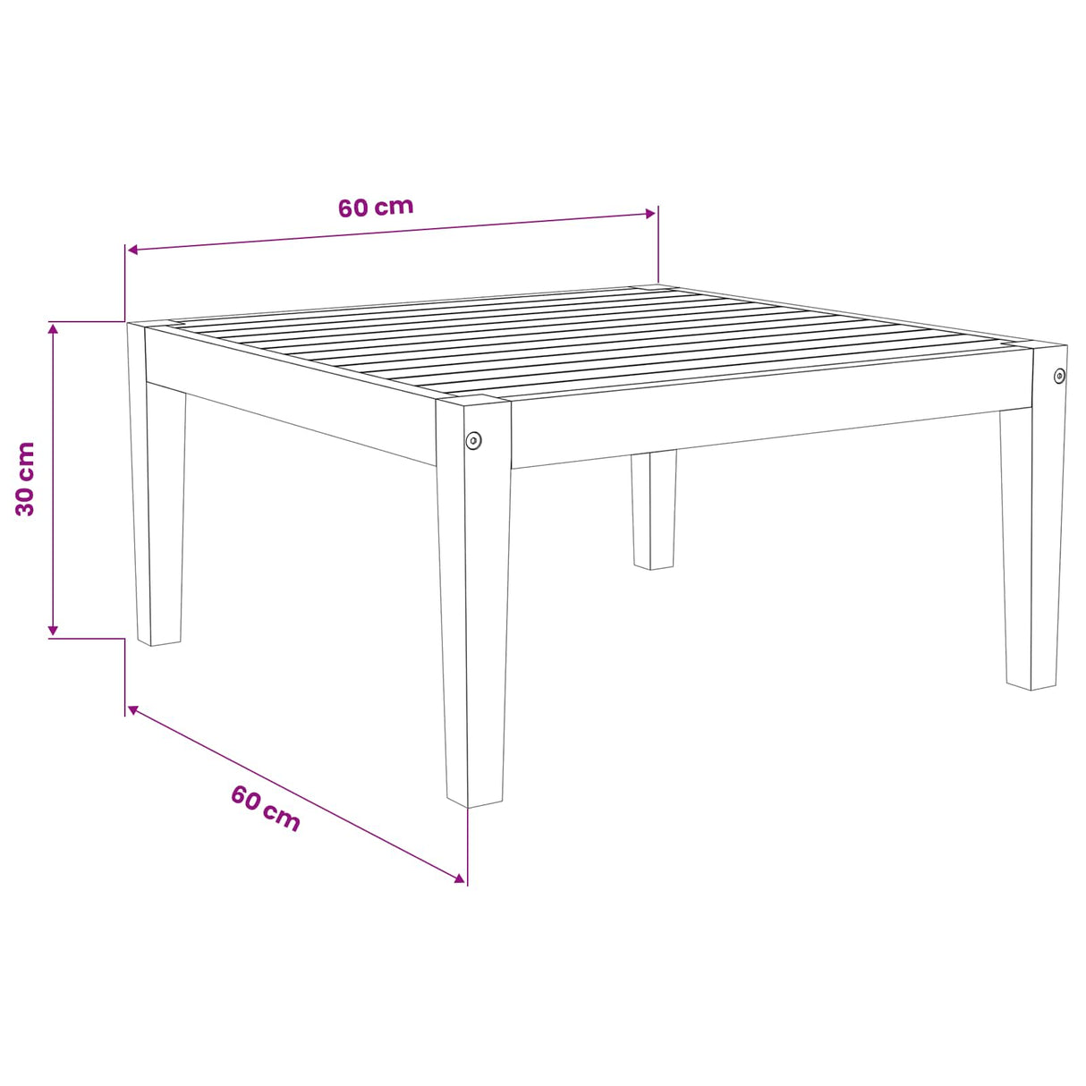 Table Solid Acacia Wood Natural 60 x 60 x 30 cm