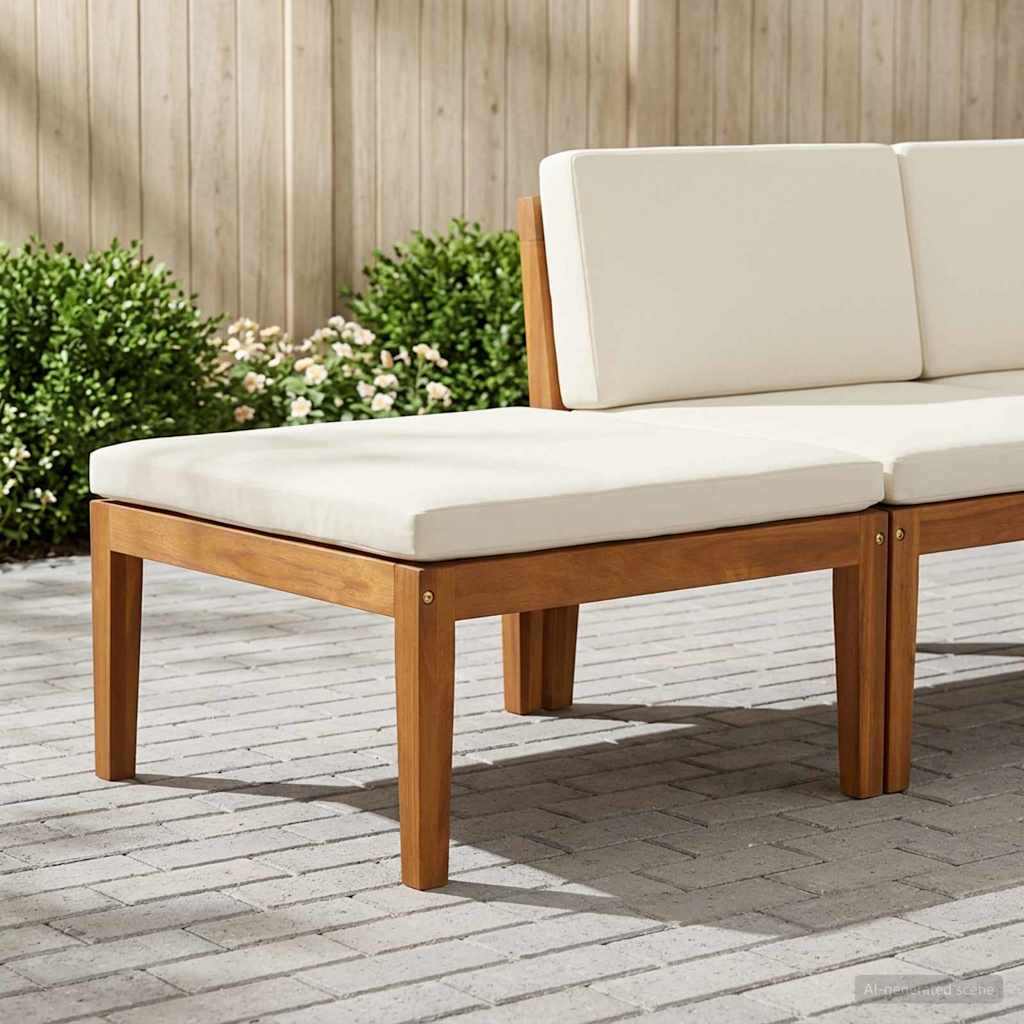 Garden Footrest with Cushion Solid Acacia Wood Natural