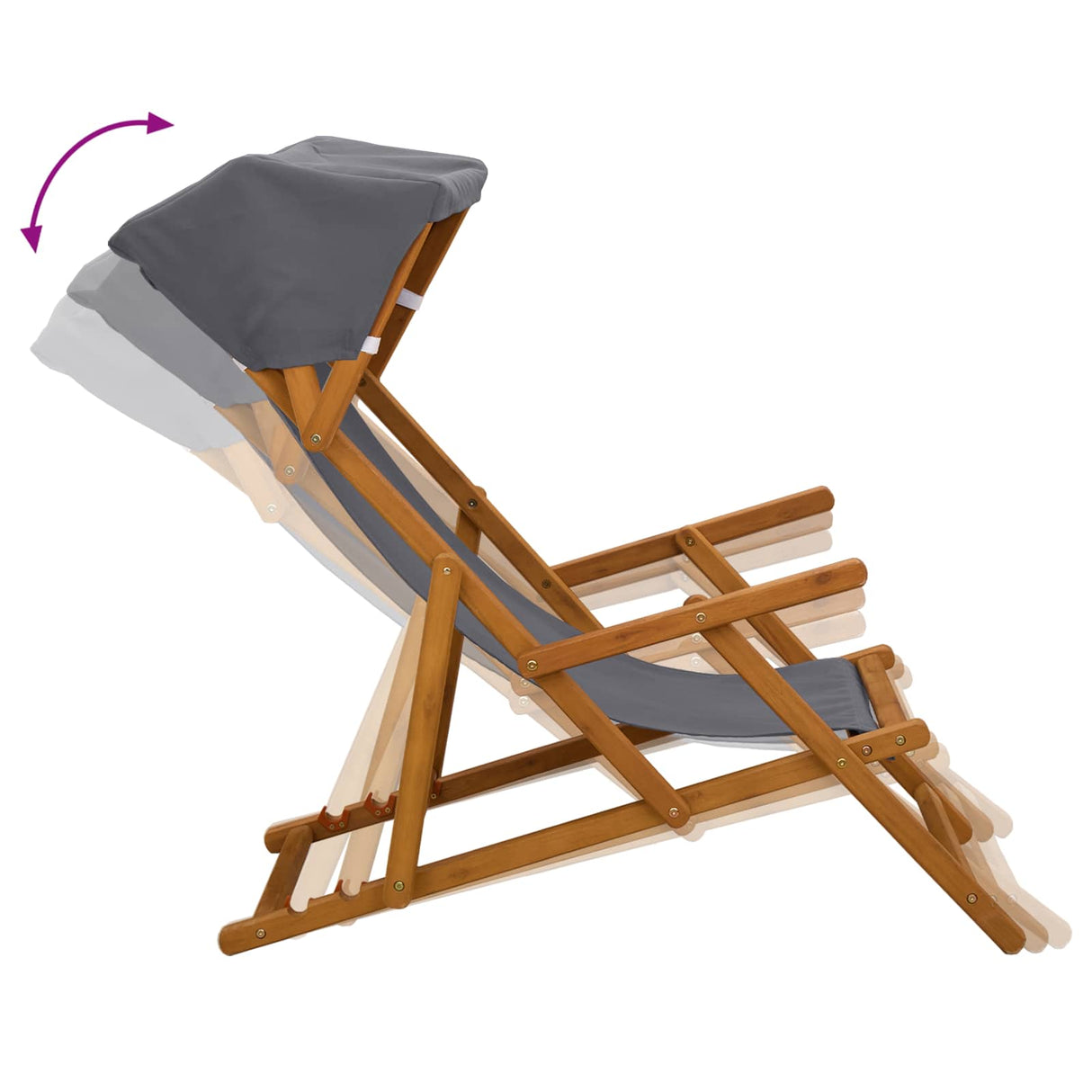 Deck Chair 4 pcs 3 Position Solid Eucalyptus Wood Grey