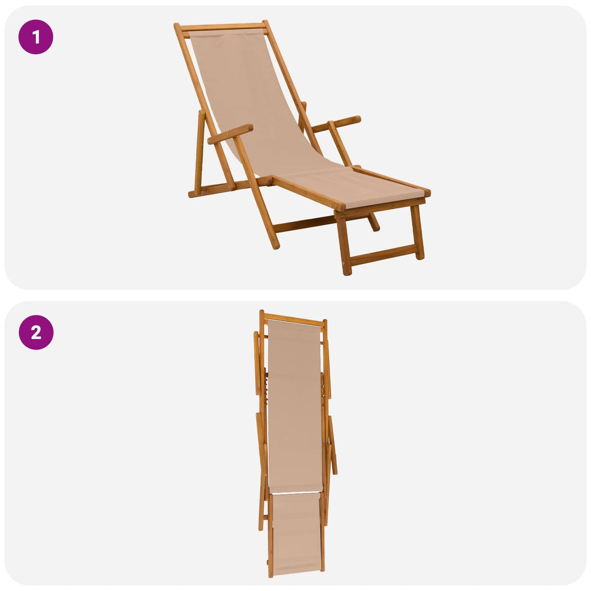 Folding Sun Lounger 2 pcs 3 Position Solid Eucalyptus Wood