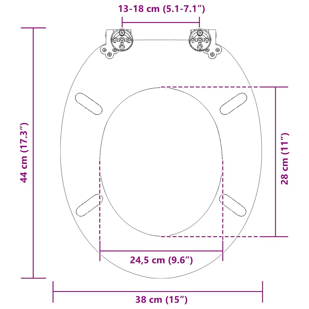 Soft-Close Toilet Seat Grey 44 x 38 cm MDF board