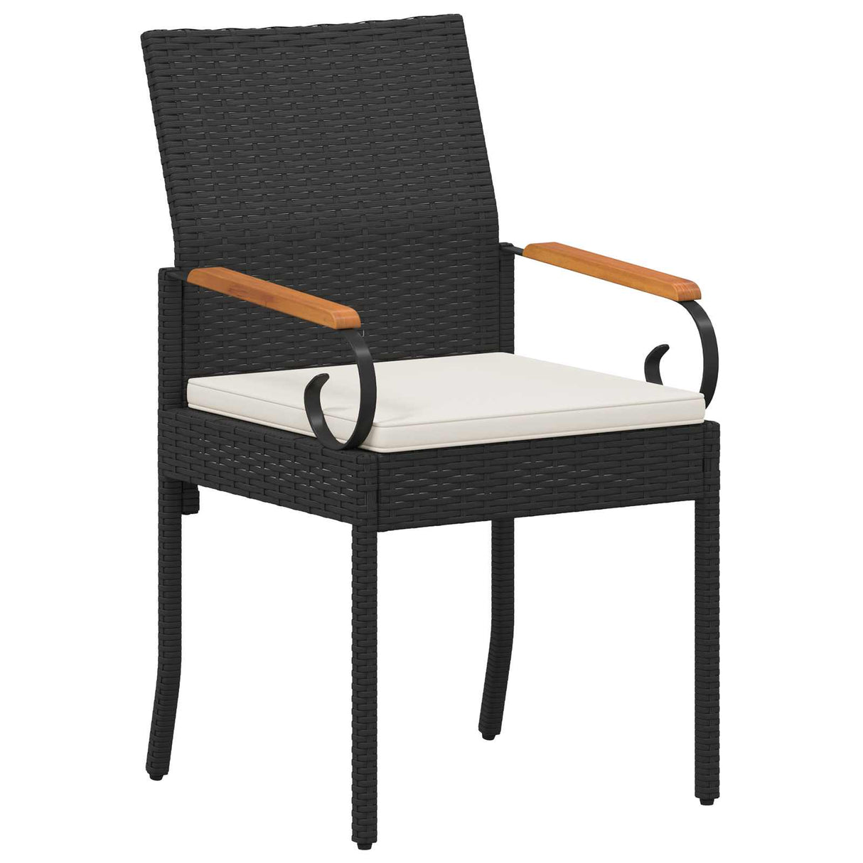 Garden Chairs with Cushion 2 pcs Black and Cream White