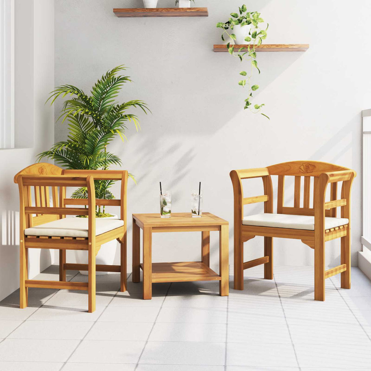 Rose Bench Natural 68.5 x 46 x 82.5 cm Solid Acacia Wood