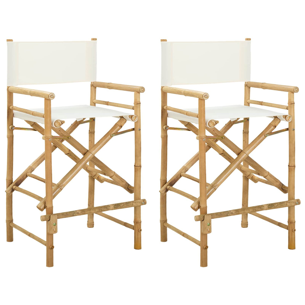 Folding Director's Chair 2 pcs Natural Bamboo
