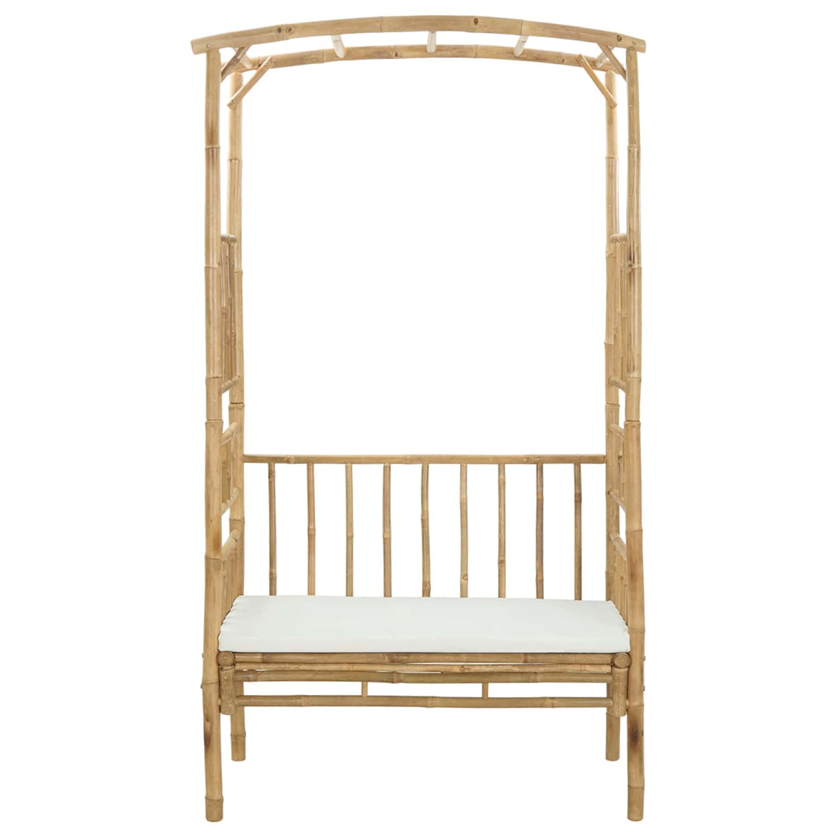 Garden Arch with Bench Cream White 115 x 50 x 205 cm Bamboo