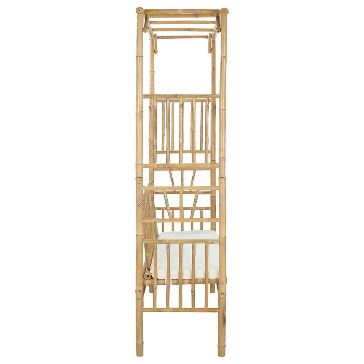 Garden Arch with Bench Cream White 115 x 50 x 205 cm Bamboo