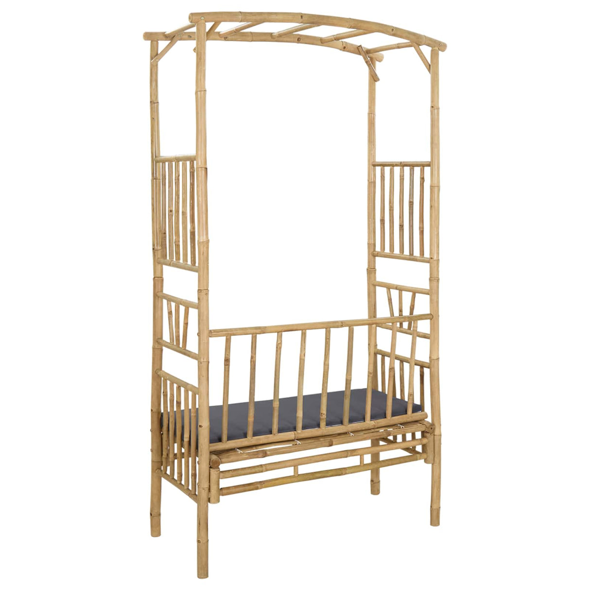 Garden Arch with Bench Dark Grey 115 x 50 x 205 cm Bamboo