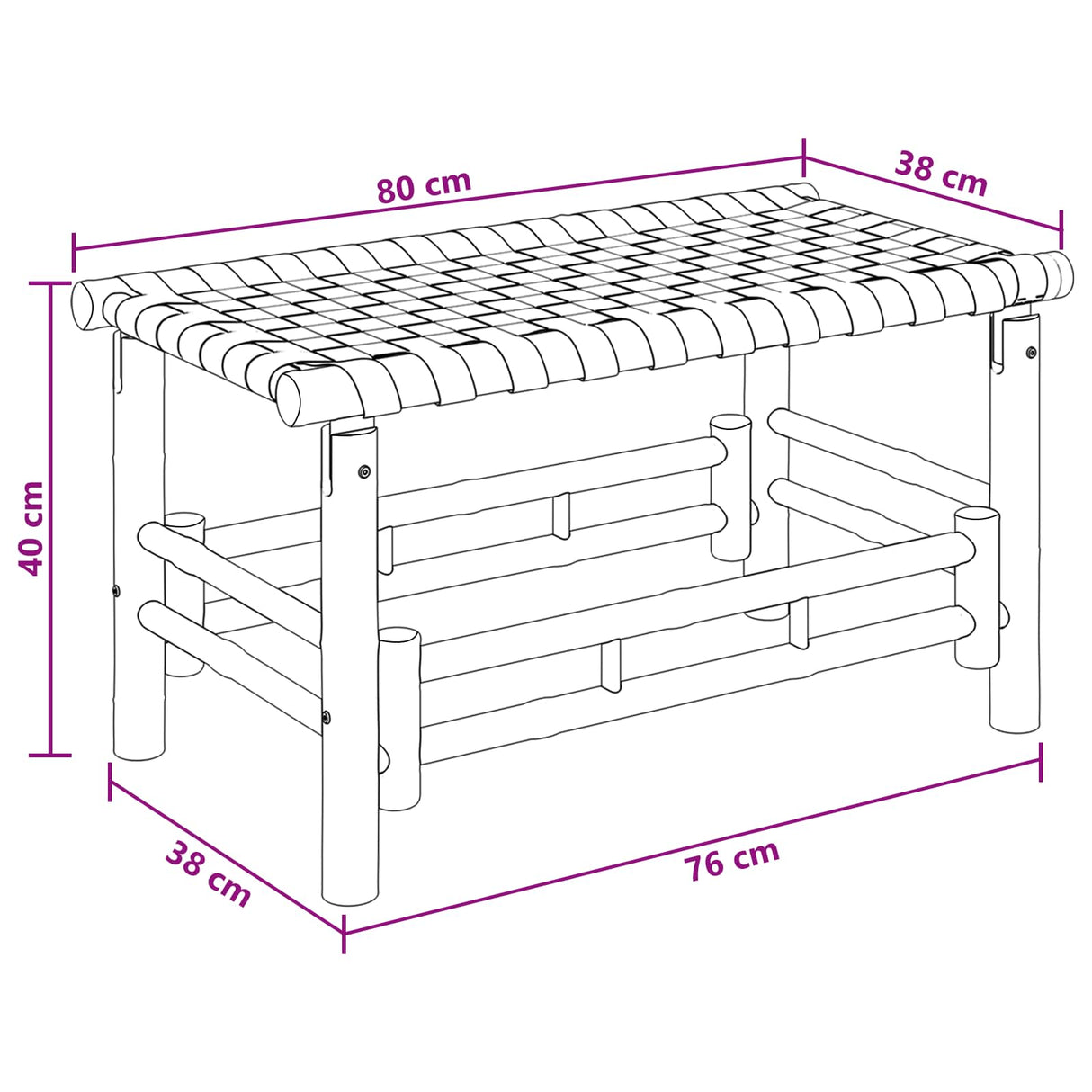 Garden Bench 80 x 38 x 40 cm Bamboo Natural Rectangular