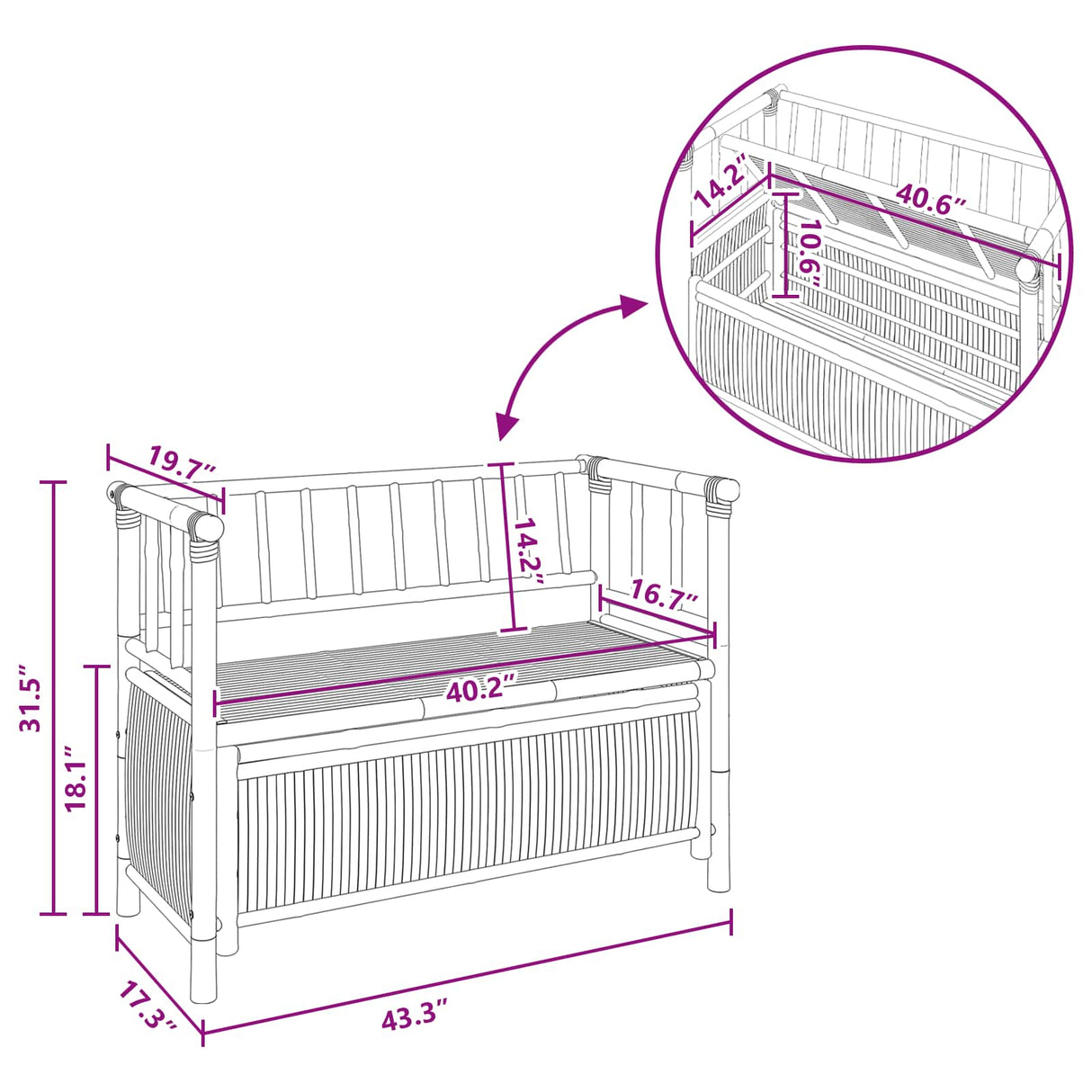 Garden Storage Bench 110 x 47 x 80 cm Bamboo Natural