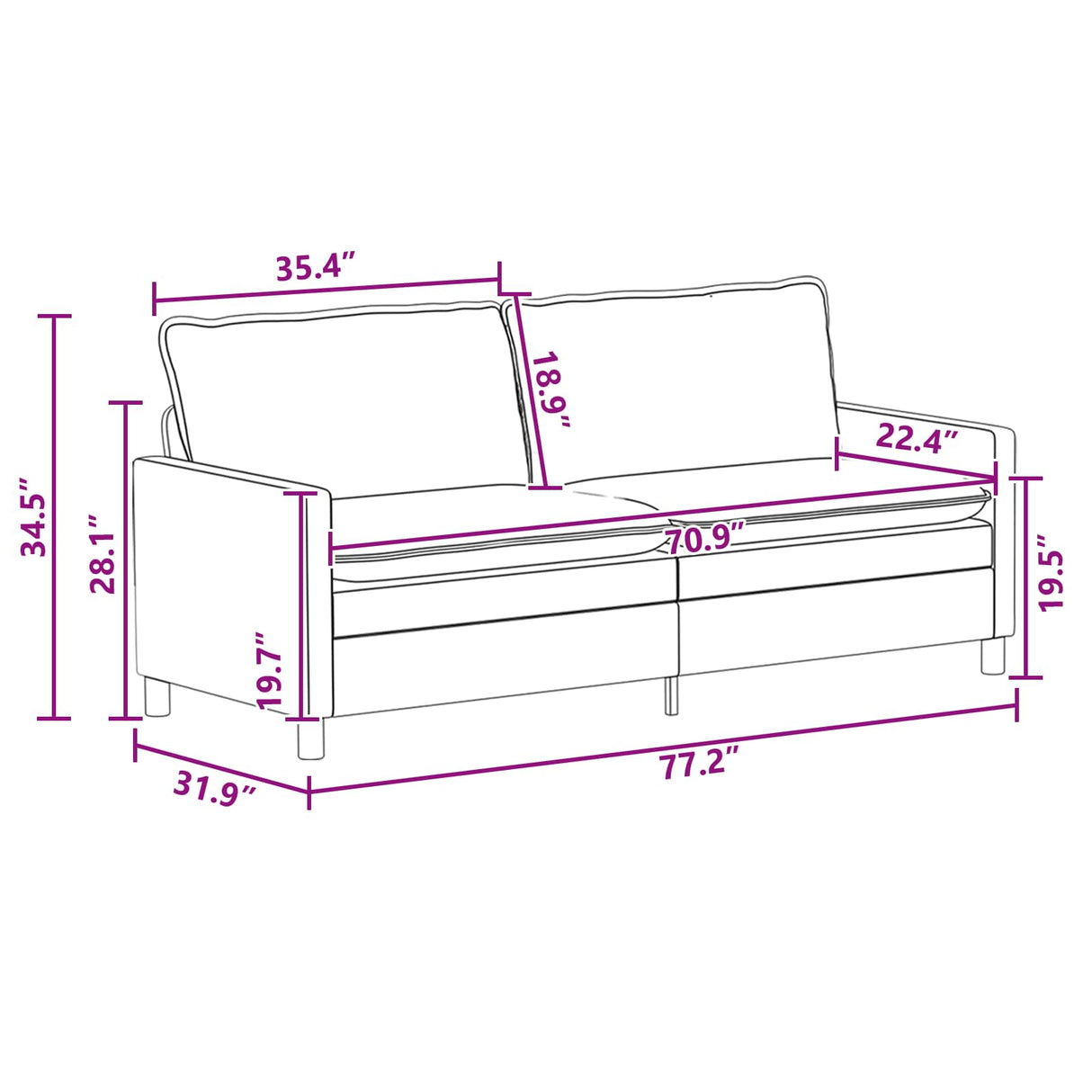 Sofa Dark Grey Fabric