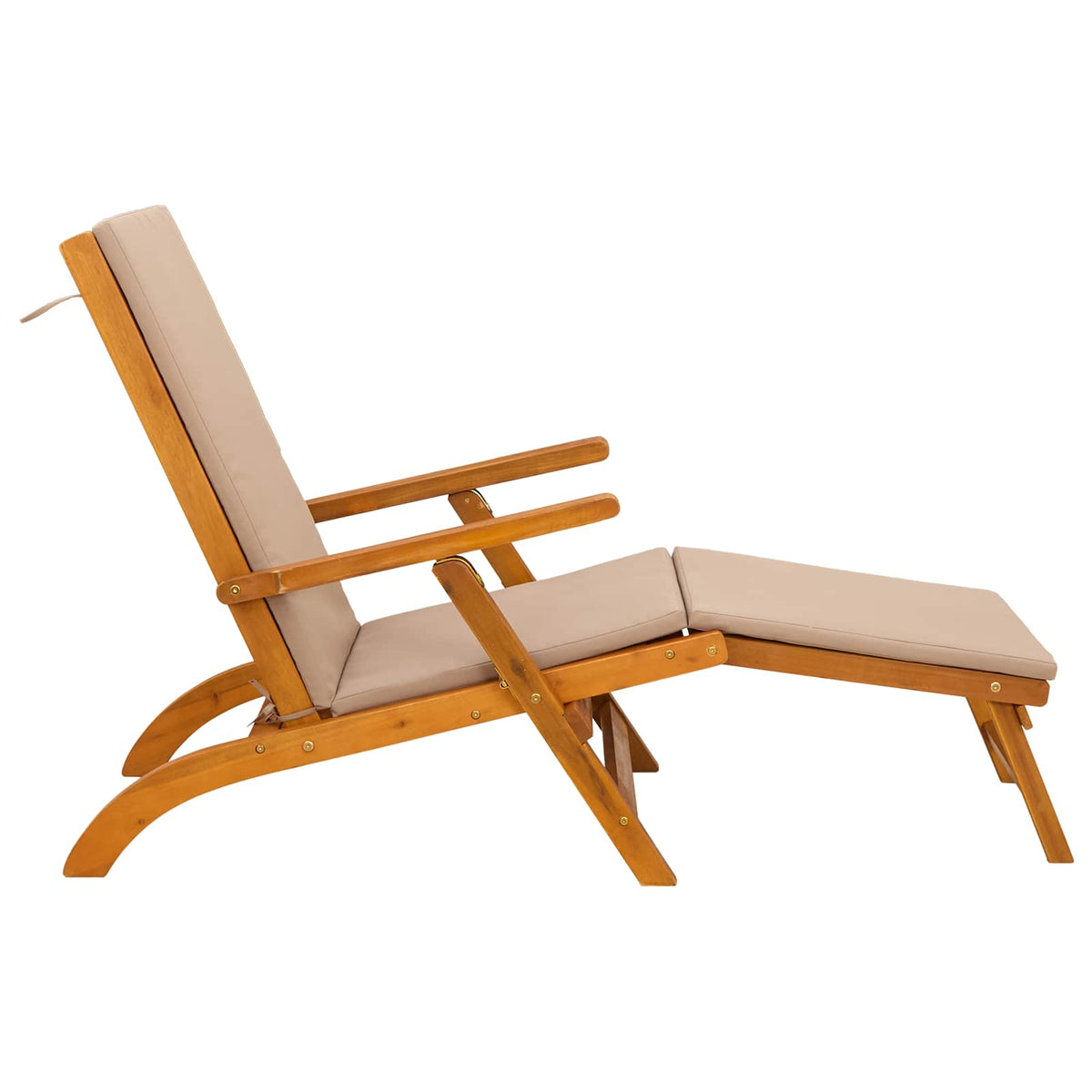 Reclining and Folding Sunlounger Solid Acacia Wood