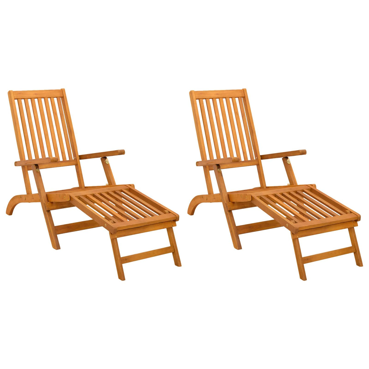 Reclining and Folding Sunlounger 2 pcs Solid Acacia Wood
