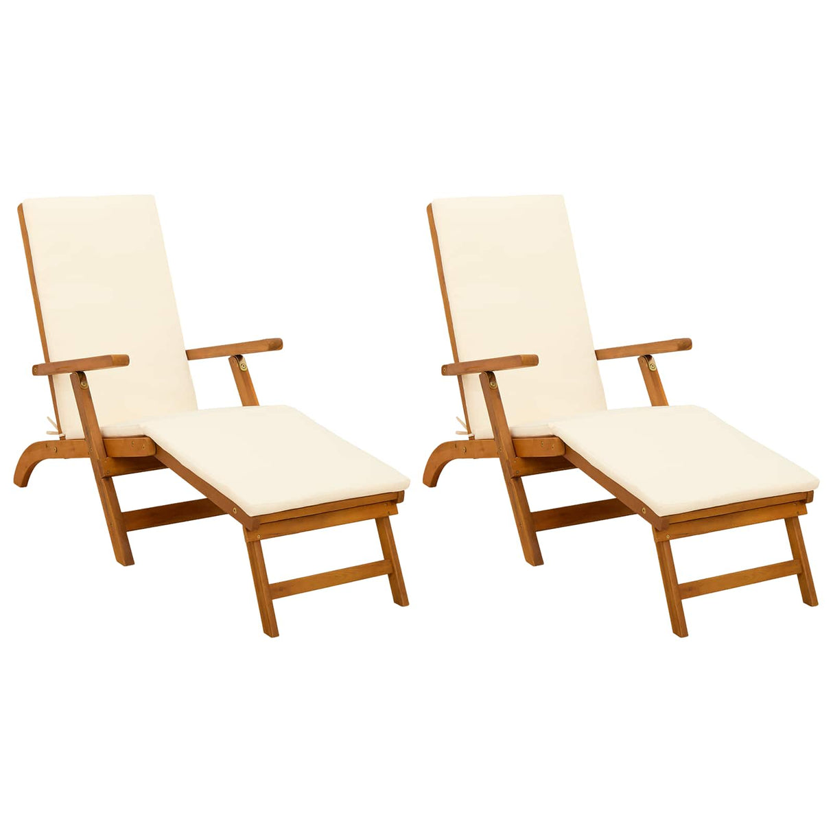 Reclining and Folding Sunlounger 2 pcs Solid Acacia Wood