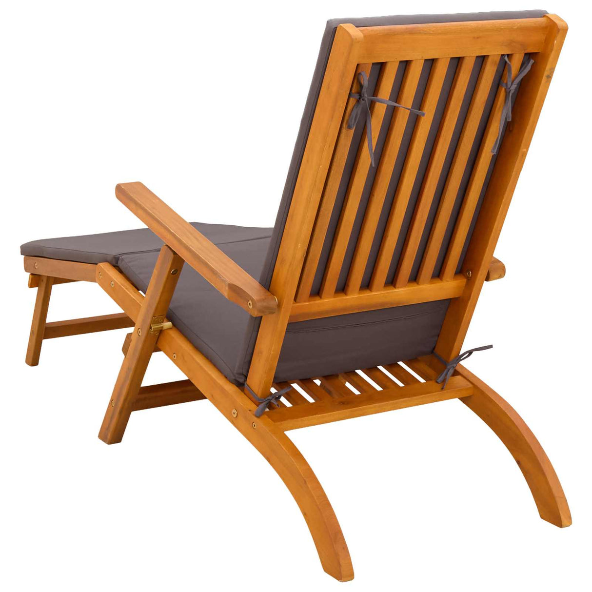 Reclining and Folding Sunlounger 2 pcs Solid Acacia Wood Grey