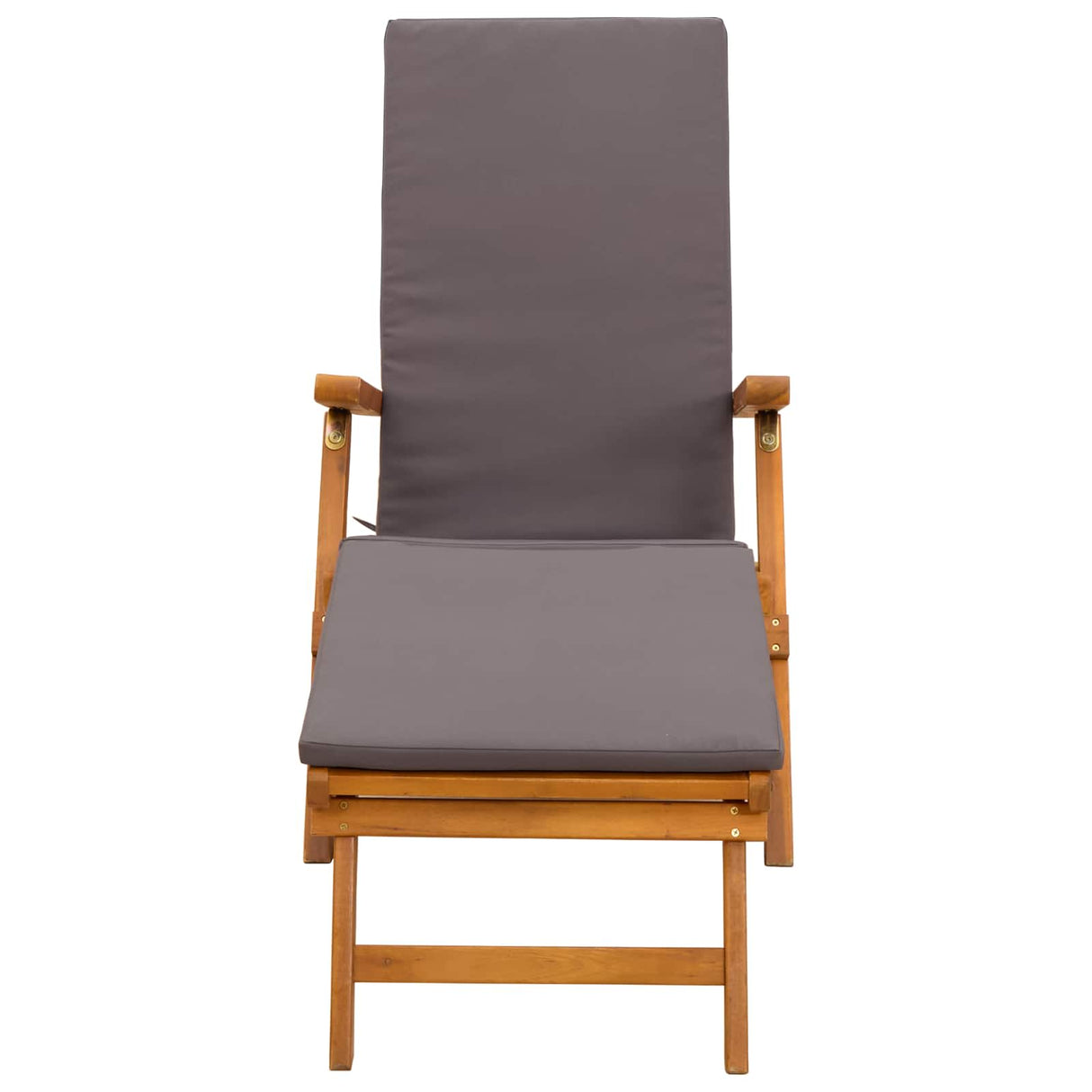 Reclining and Folding Sunlounger 2 pcs Solid Acacia Wood Grey
