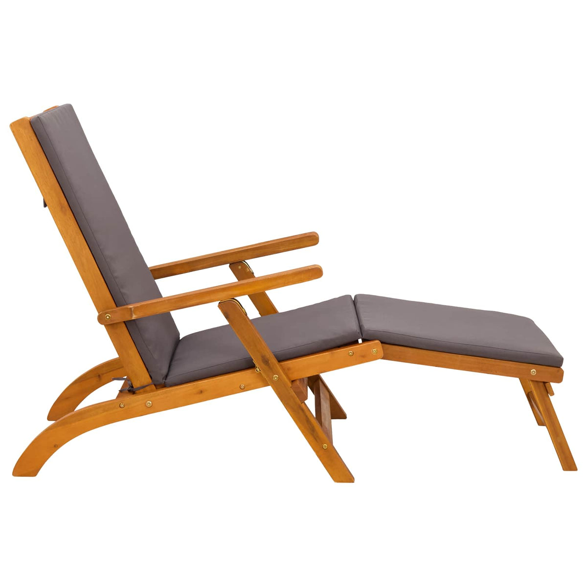 Reclining and Folding Sunlounger 2 pcs Solid Acacia Wood Grey