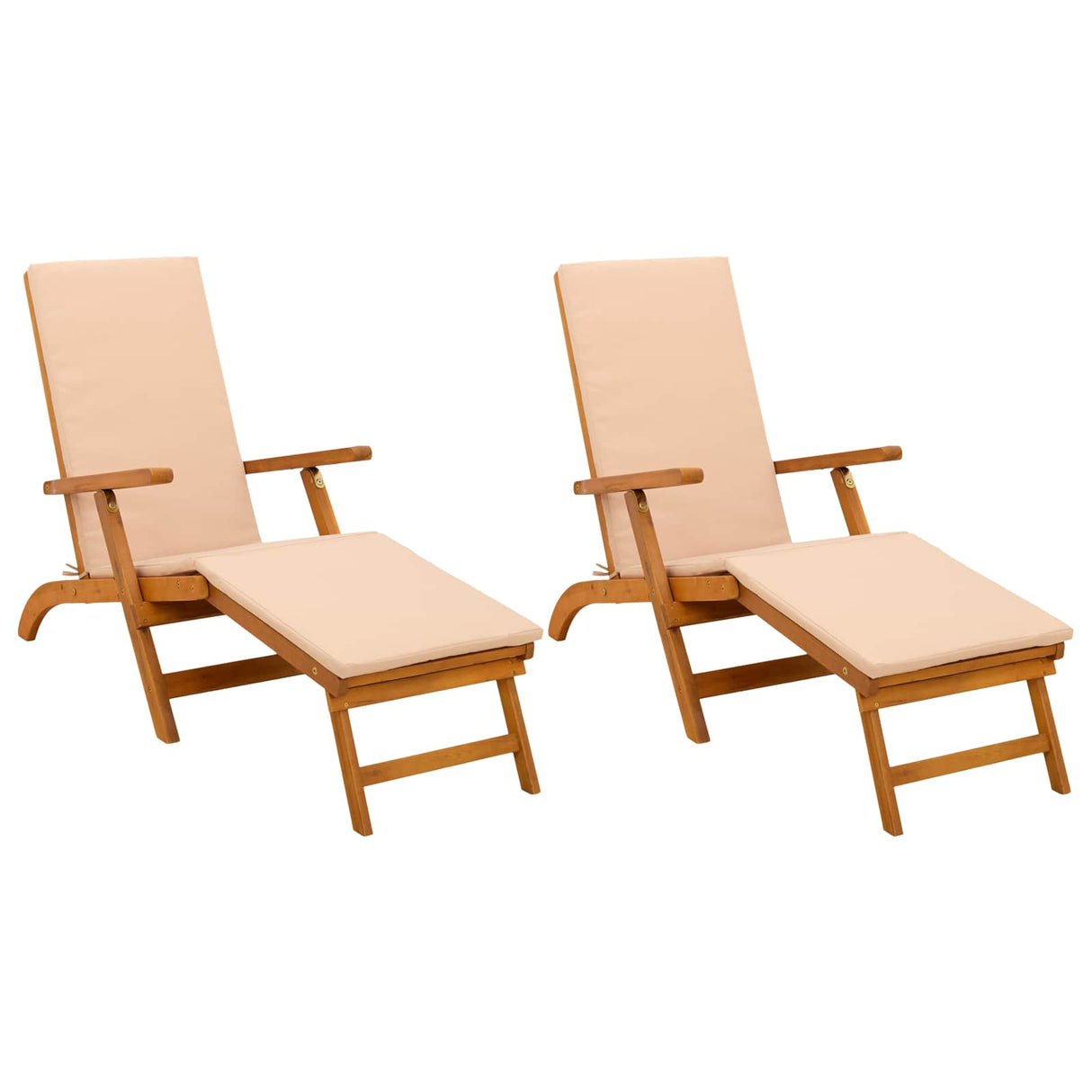 Reclining and Folding Sunlounger 2 pcs Solid Acacia Wood