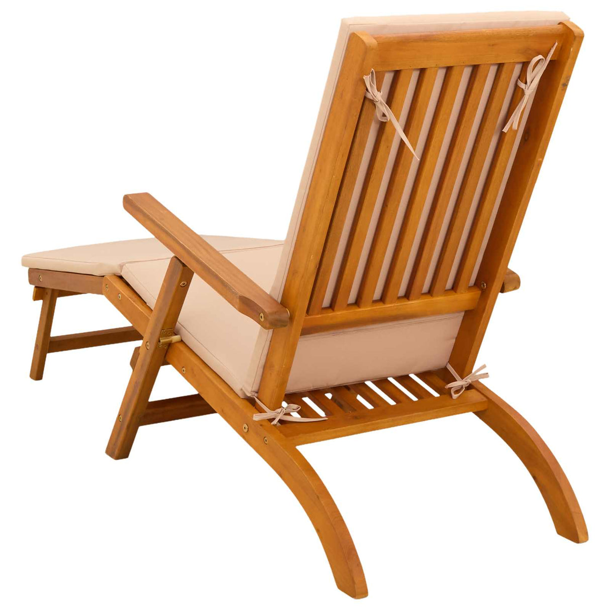Reclining and Folding Sunlounger 2 pcs Solid Acacia Wood