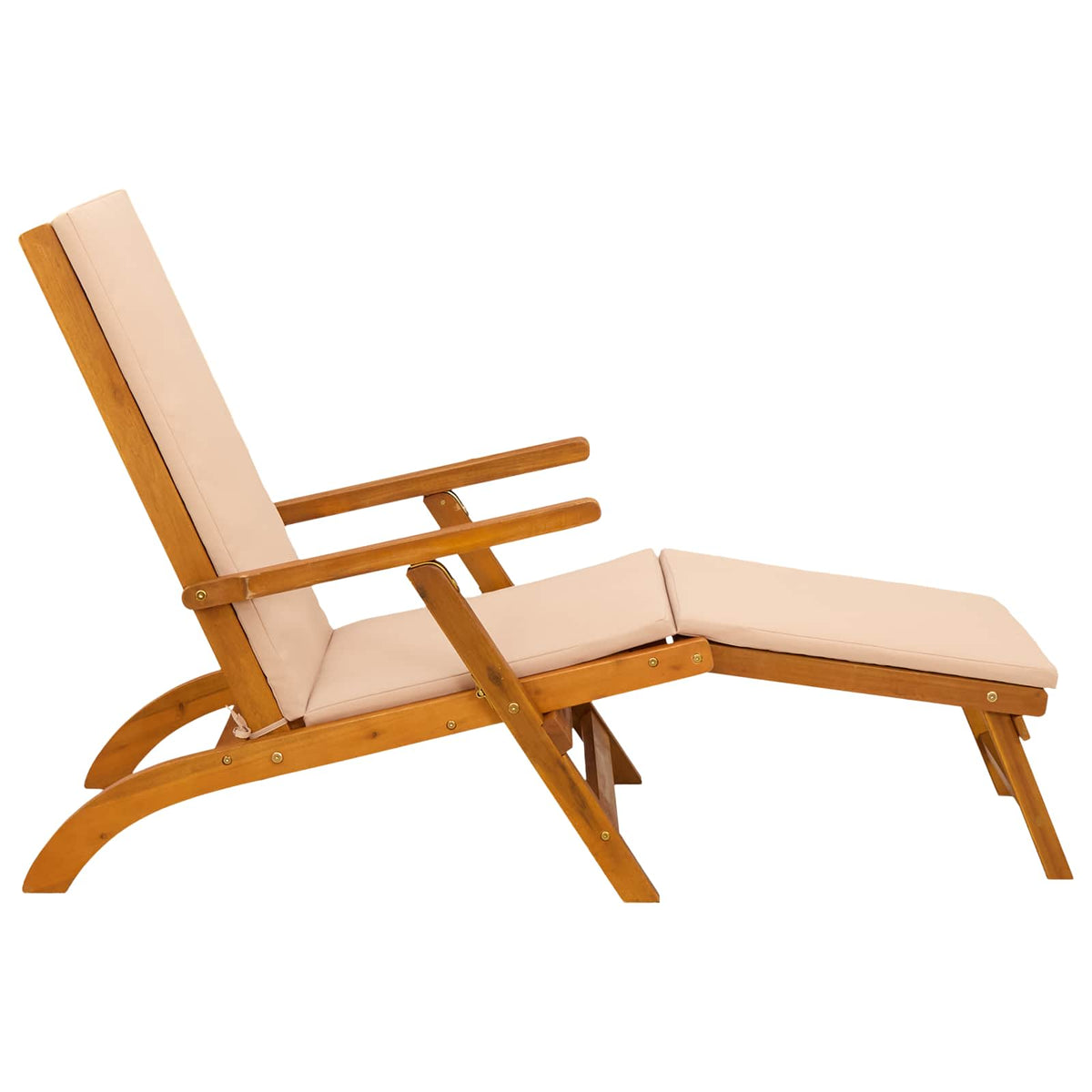 Reclining and Folding Sunlounger 2 pcs Solid Acacia Wood