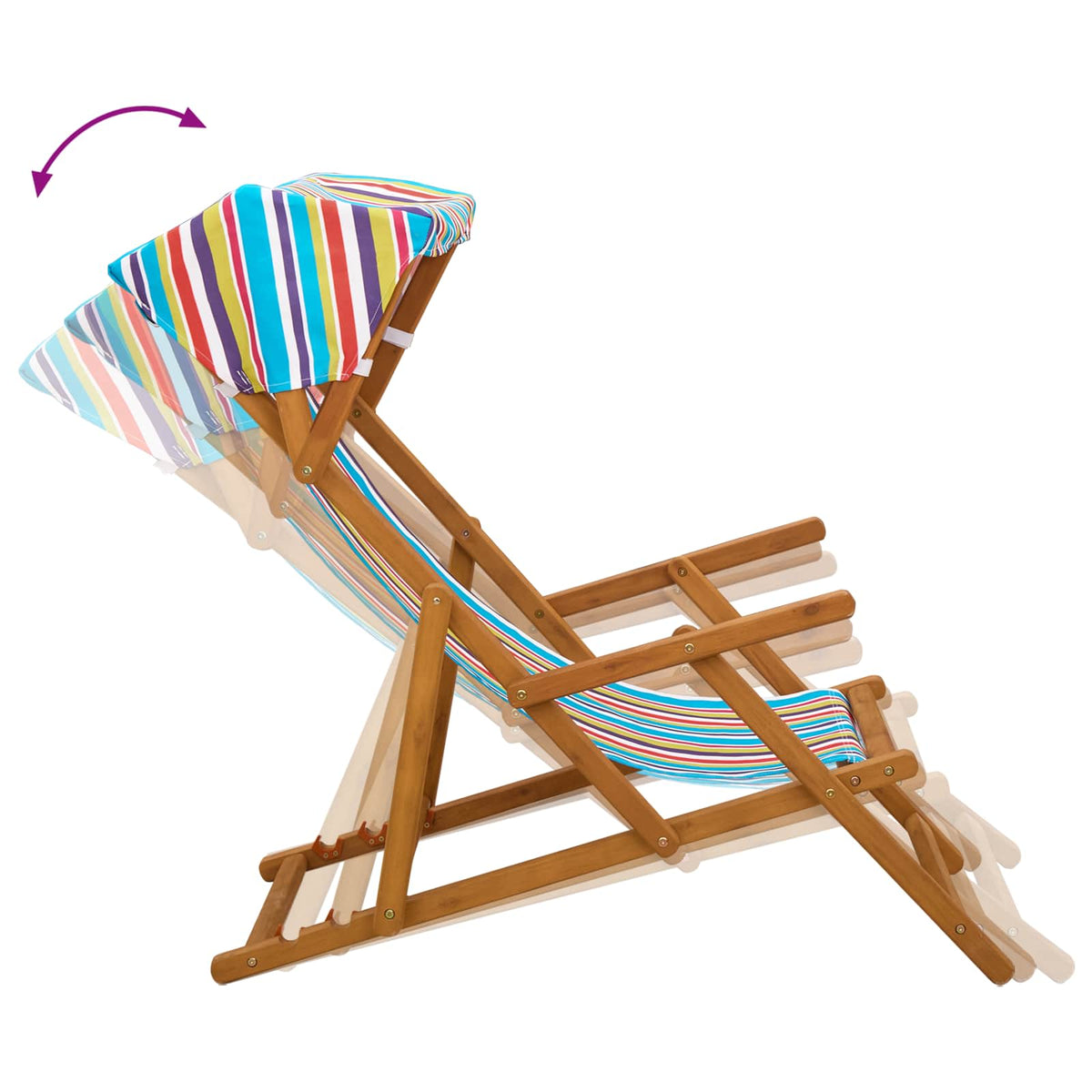 Deck Chair 3 Position Solid Eucalyptus Wood Multicolour