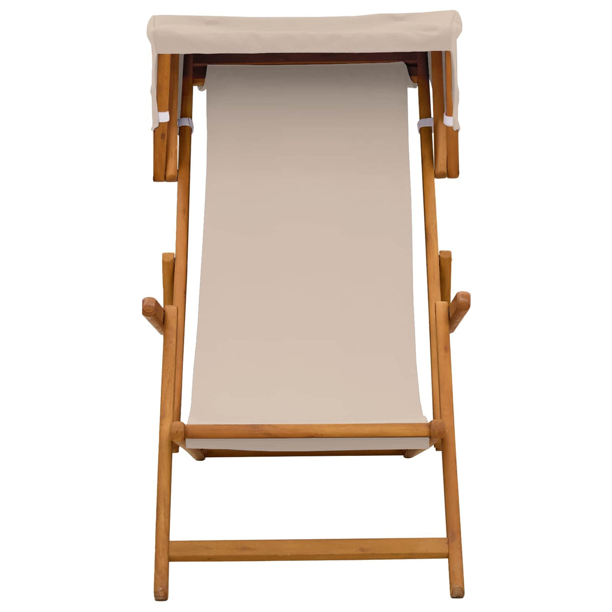 Deck Chair 3 Position Solid Eucalyptus Wood Beige