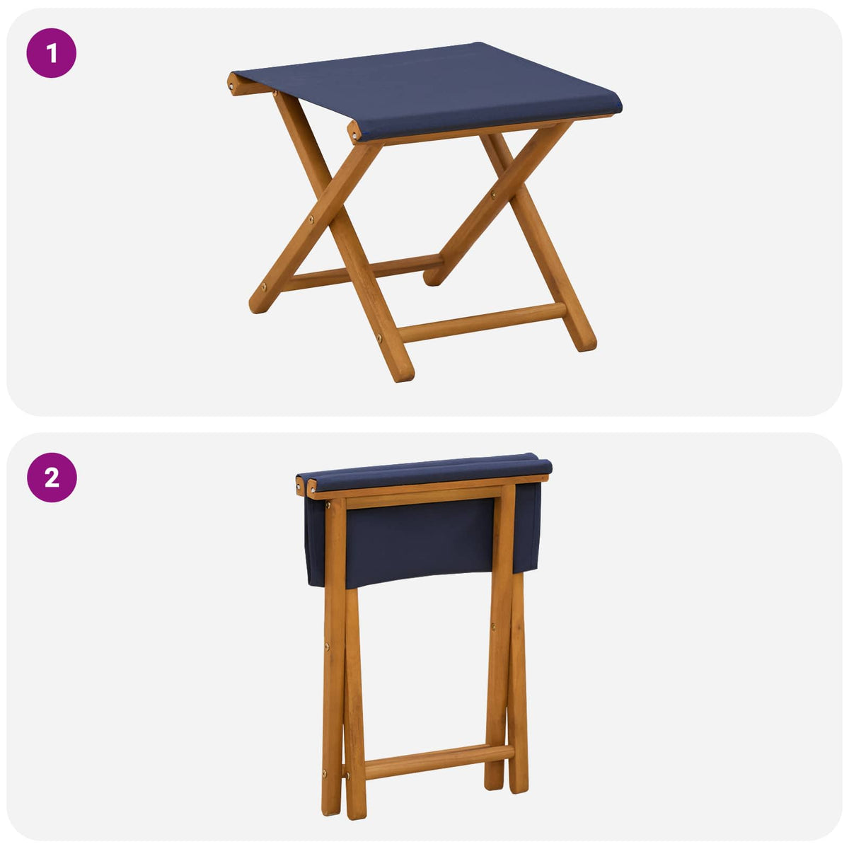 Deck Chair 2 pcs Solid Eucalyptus Wood Blue