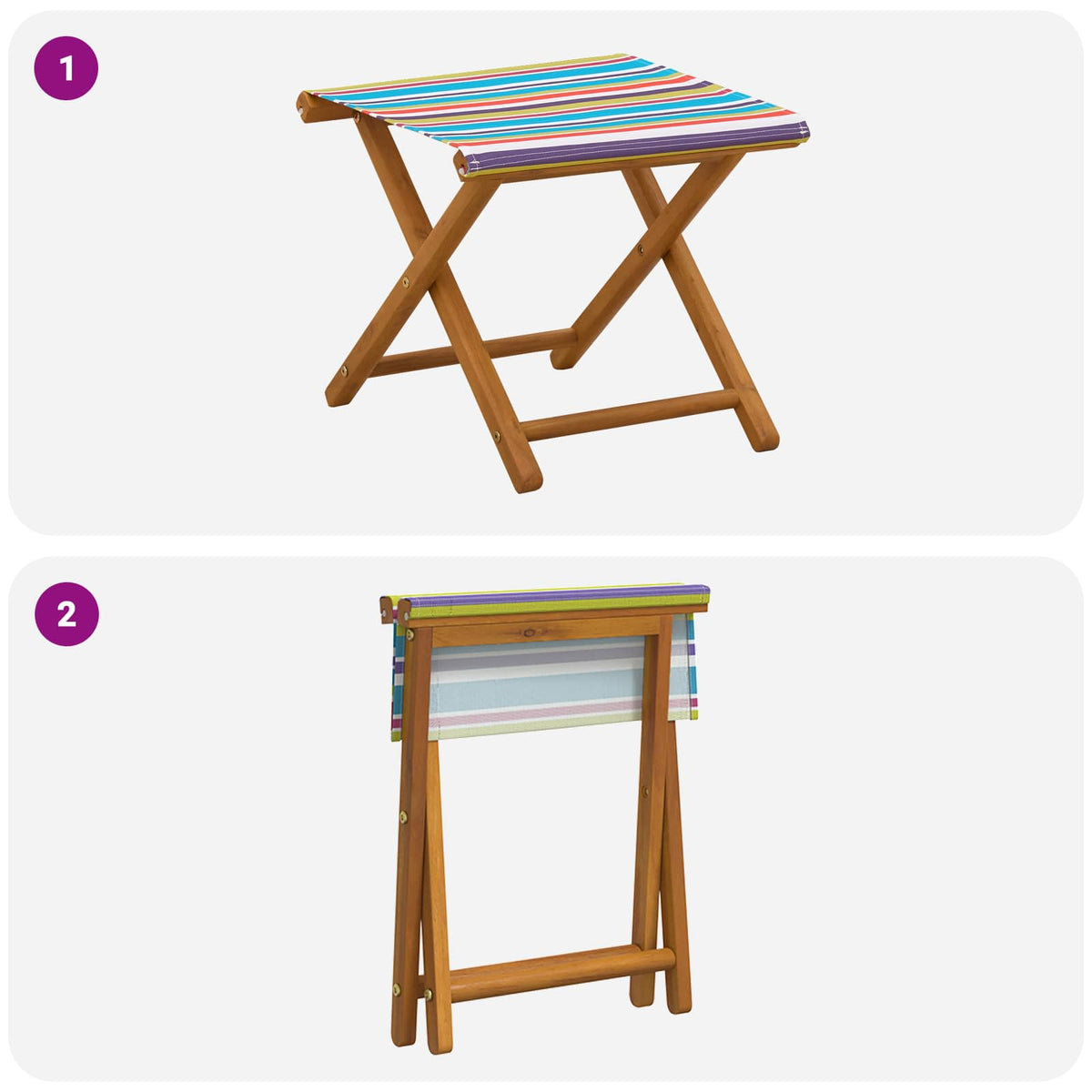 Deck Chair 2 pcs Solid Eucalyptus Wood Multicolour