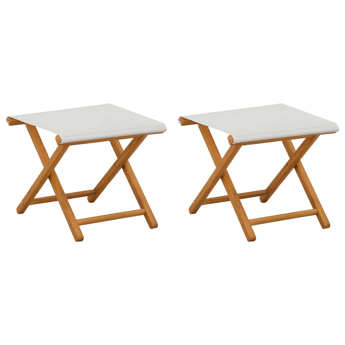 Deck Chair 2 pcs Solid Eucalyptus Wood Cream
