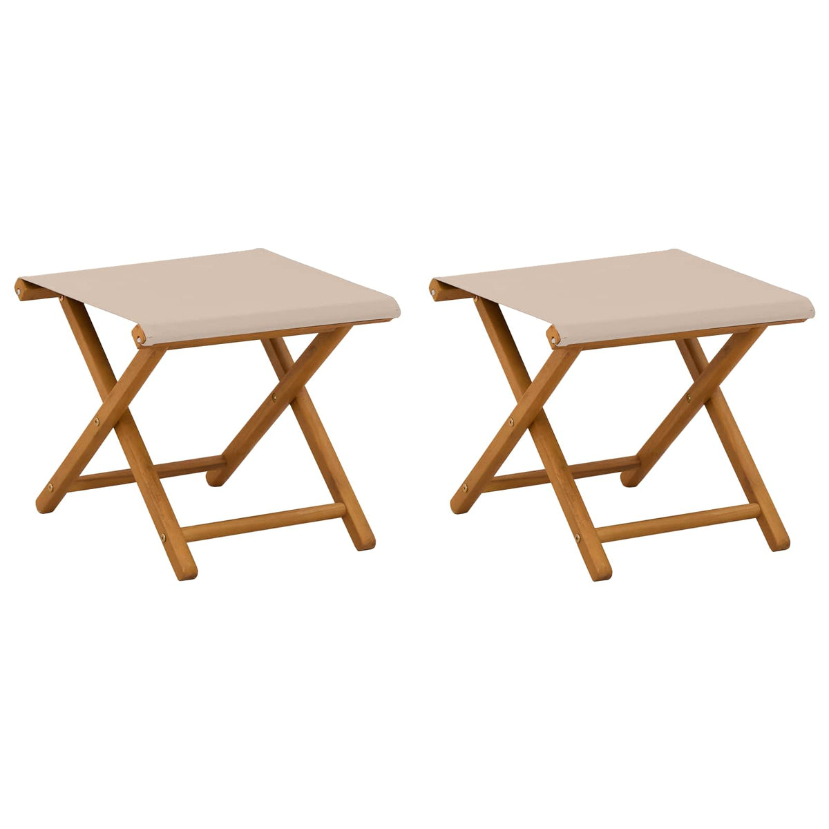 Deck Chair 2 pcs Solid Eucalyptus Wood Beige