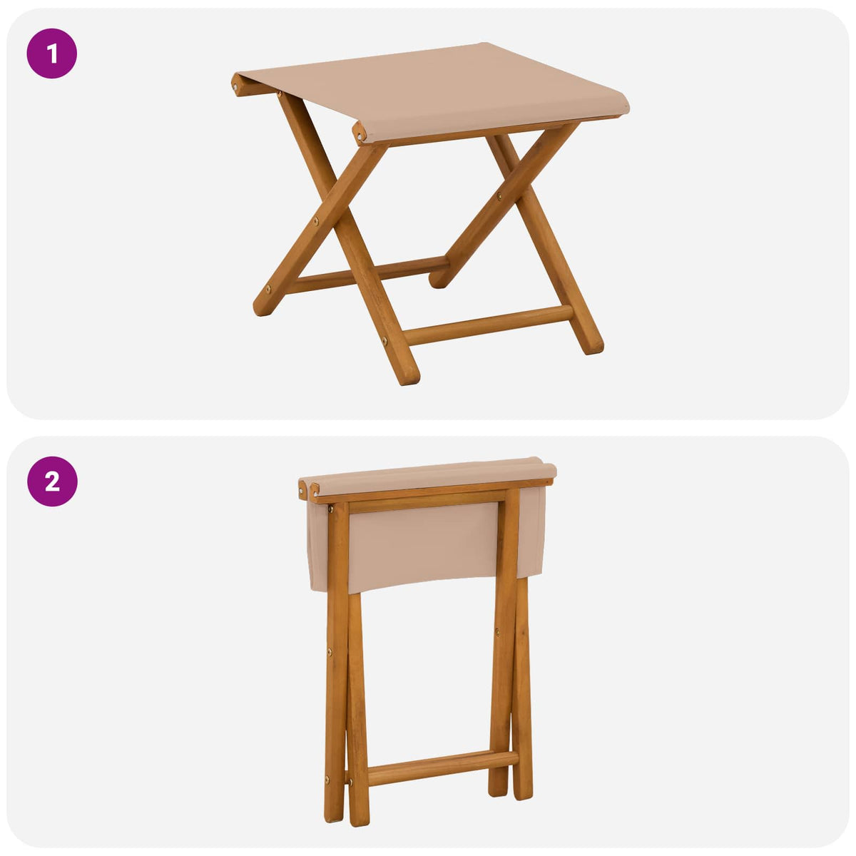 Deck Chair 2 pcs Solid Eucalyptus Wood Taupe