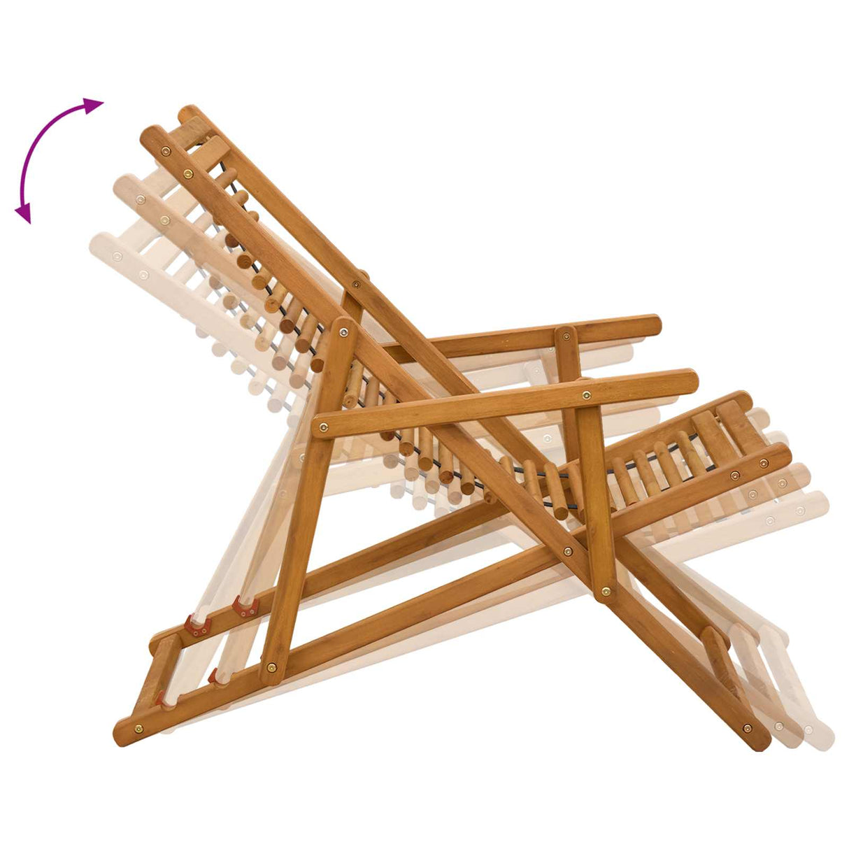 Deck Chair 3 Position Solid Eucalyptus Wood Natural