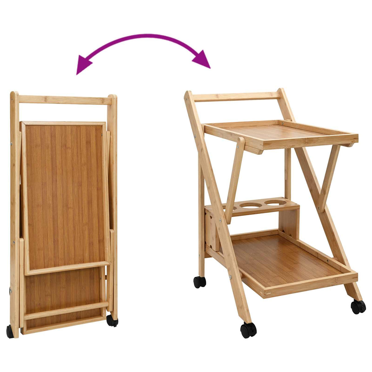 Kitchen Trolley with Wheels Light Brown 65 x 40.5 x 76.5 cm
