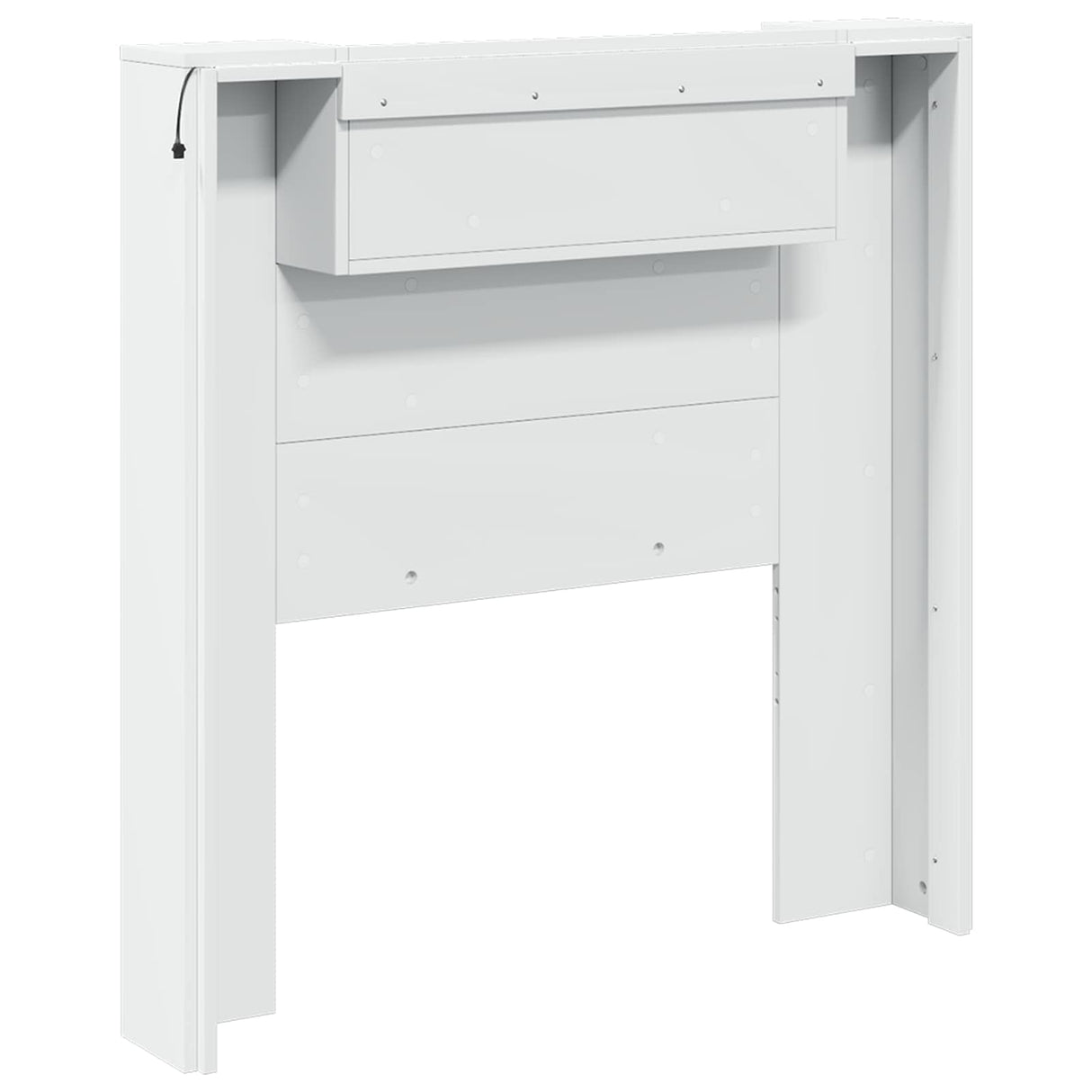Storage Headboard with LED White Engineered Wood