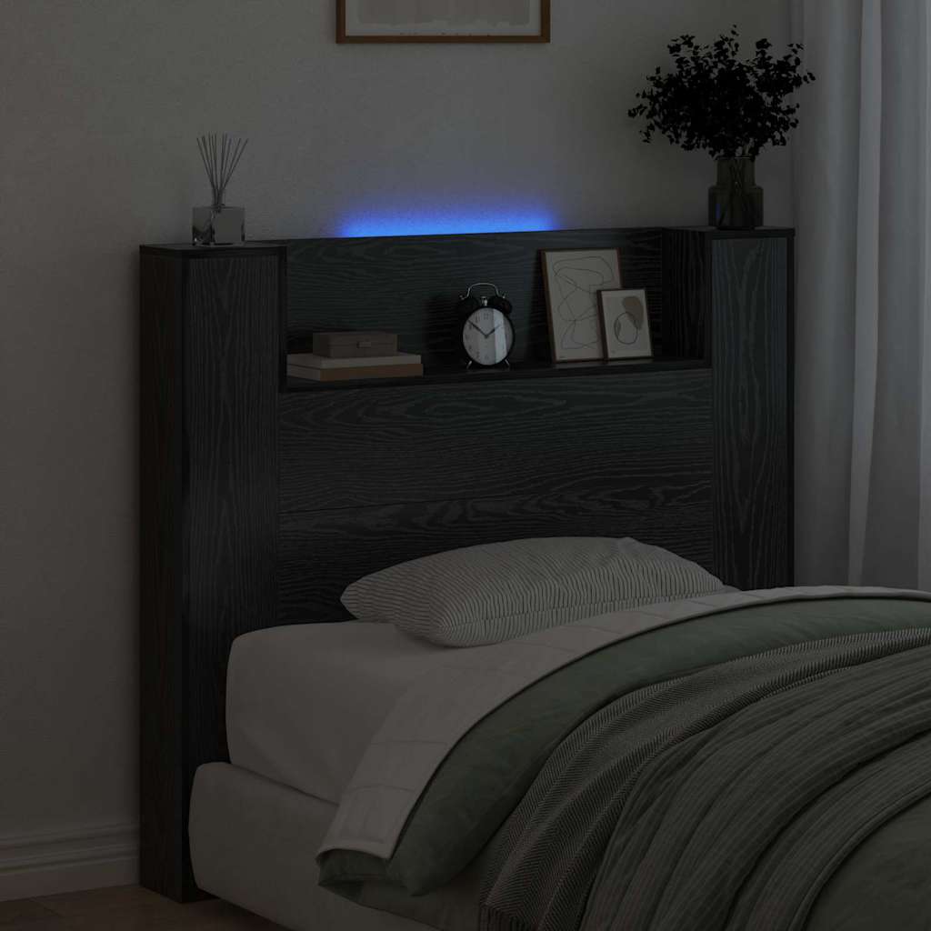 Headboard Cabinet Black Oak 120 x 15 x 103.5 cm Engineered Wood