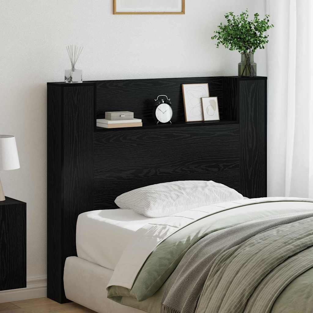 Headboard Cabinet Black Oak 120 x 15 x 103.5 cm Engineered Wood
