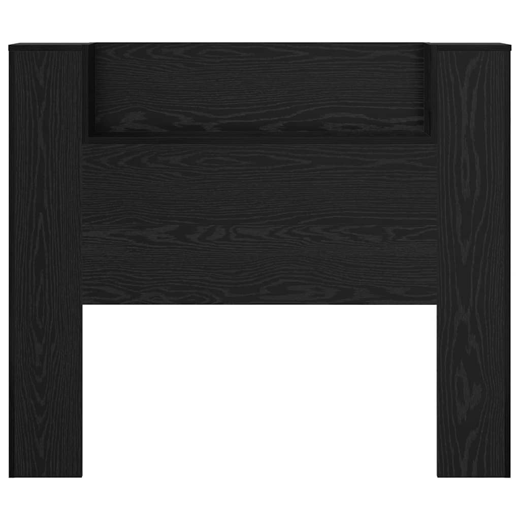 Storage Headboard with LED Black Oak Engineered Wood