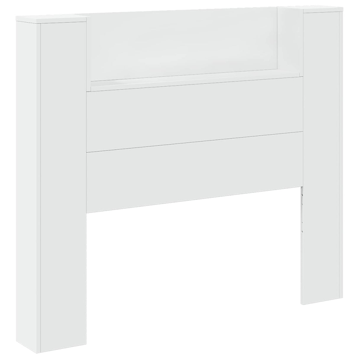 Storage Headboard with LED White Engineered Wood